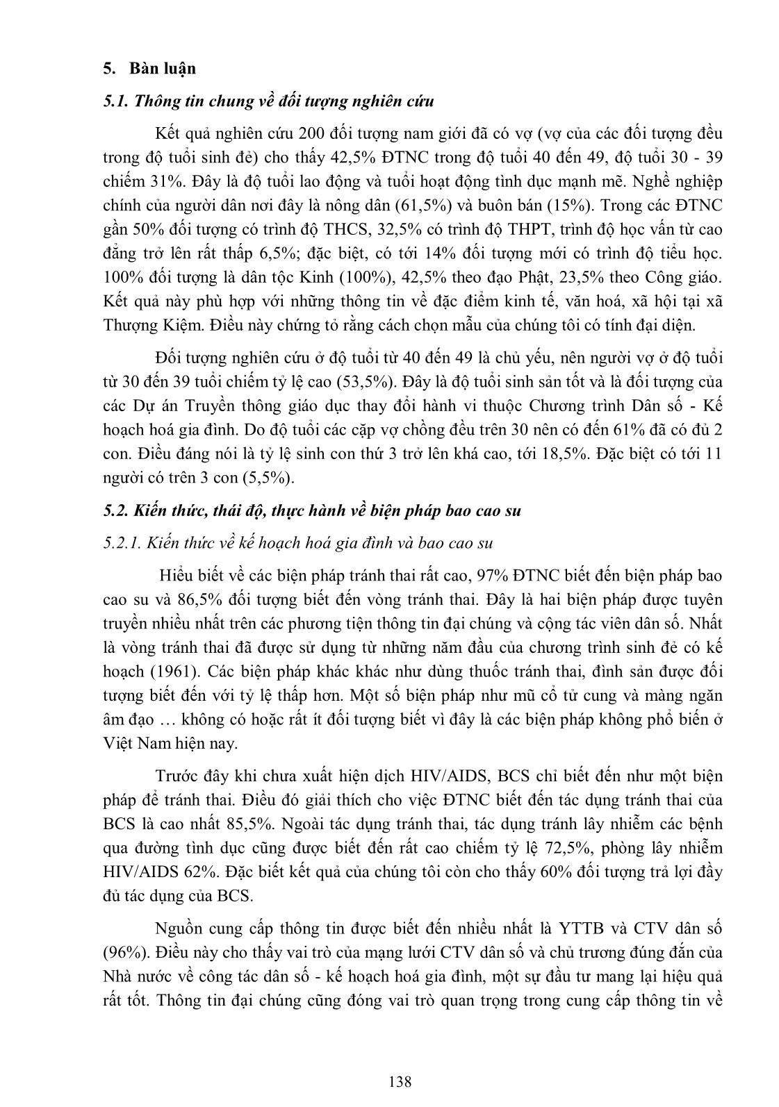 Mô tả kiến thức, thái độ và thực hành sử dụng bao cao su trong kế hoạch hóa gia đình của nam giới có vợ tại xã Thượng Kiệm, huyện Kim Sơn, tỉnh Ninh Bình năm 2013 trang 8
