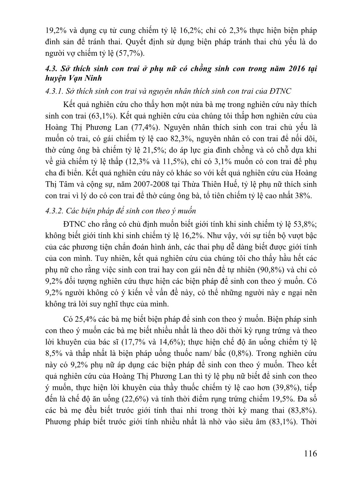 Nghiên cứu tỷ số giới tính khi sinh và các yếu tố liên quan đến sở thích sinh con trai ở phụ nữ có chồng tại huyện Vạn Ninh - tỉnh Khánh Hòa, năm 2016 trang 5