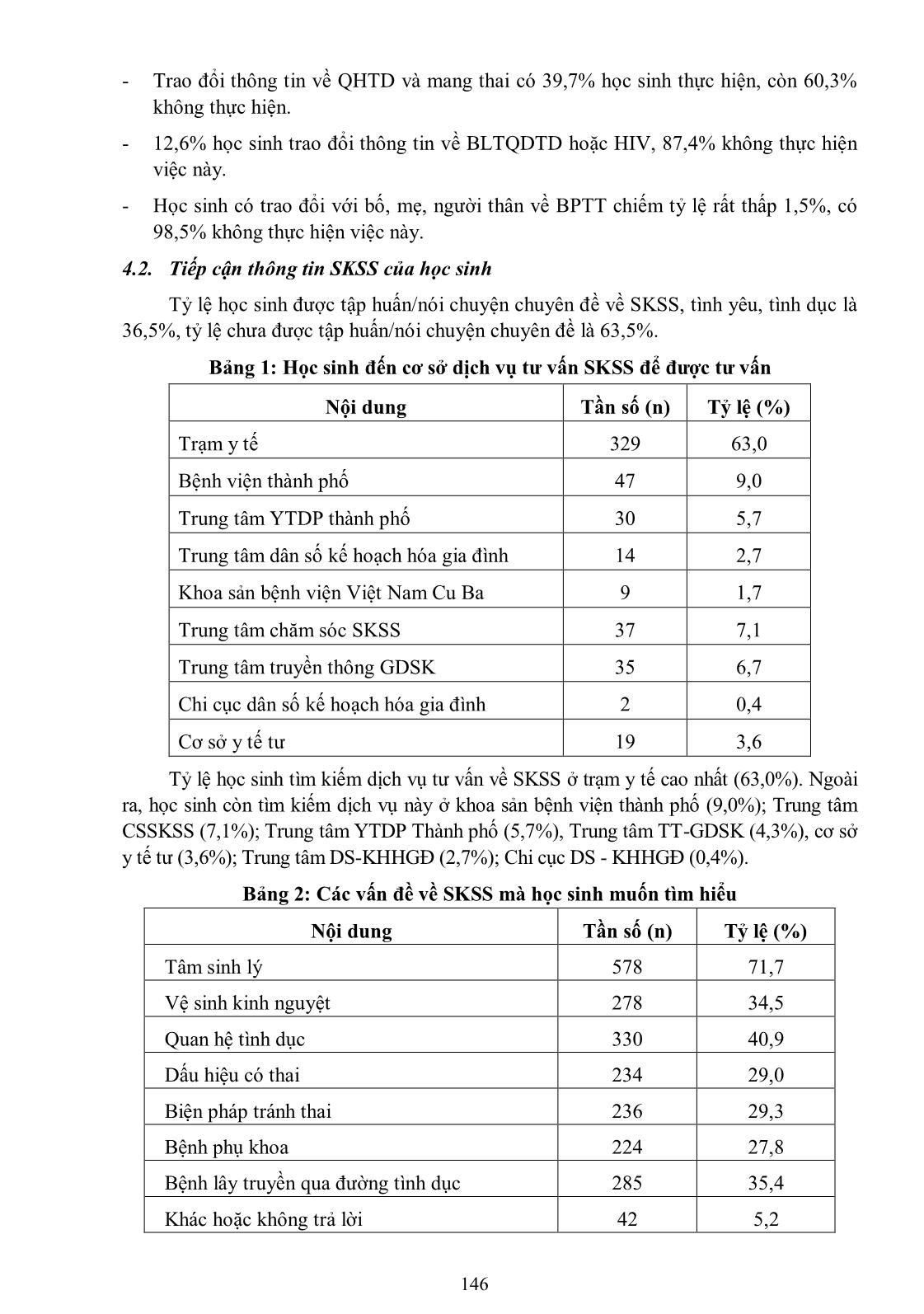 Nghiên cứu về kiến thức, thái độ, thực hành sức khỏe sinh sản vị thành niên của học sinh trung học phổ thông tại thành phố Đồng Hới, tỉnh Quảng Bình, năm 2013 trang 4
