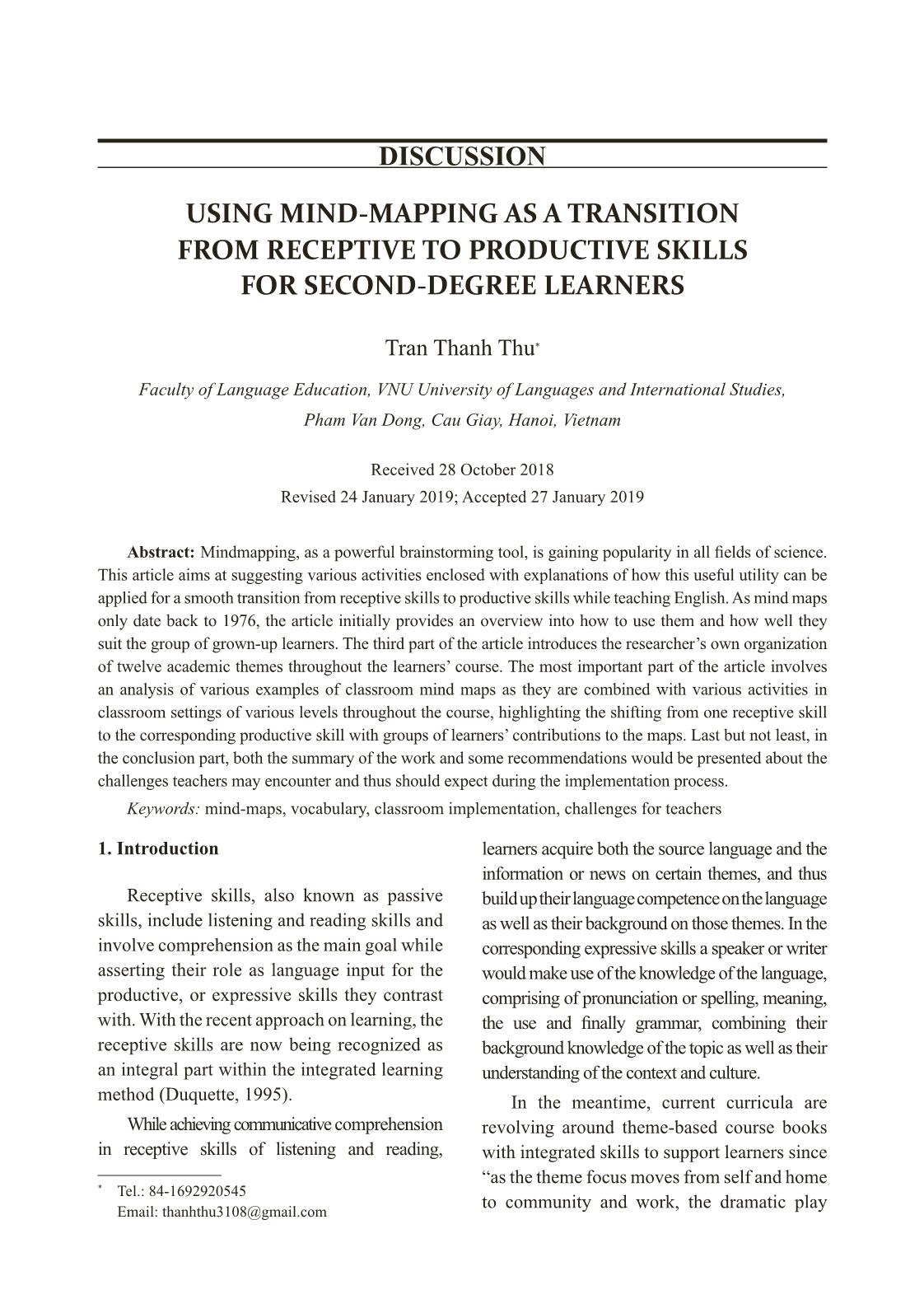 Using mind-Mapping as a transition from receptive to productive skills for second - degree learners trang 1