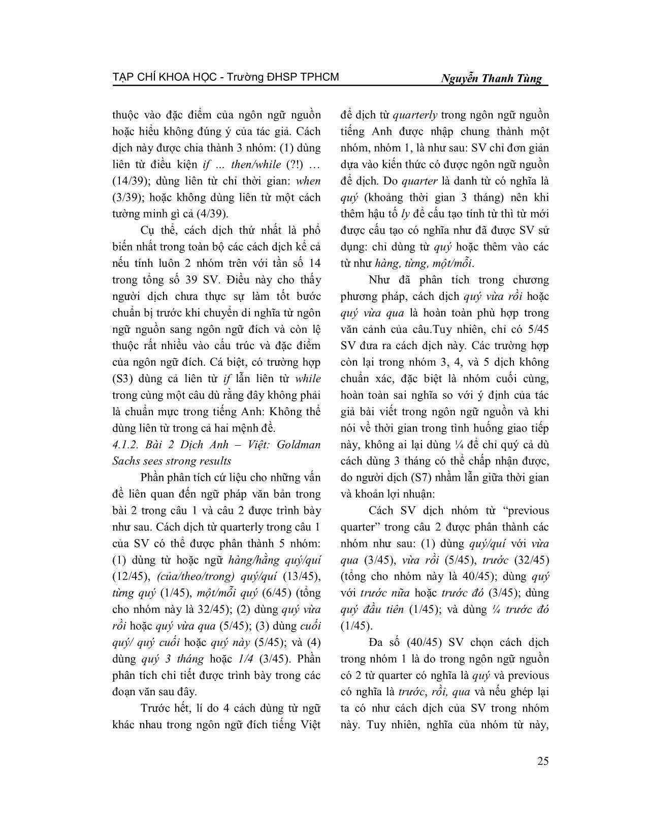 Vấn đề ngữ pháp văn bản trong biên dịch Anh - Việt và việt-anh của sinh viên khoa tiếng Anh trường đại học sư phạm Tp Hồ Chí Minh trang 10