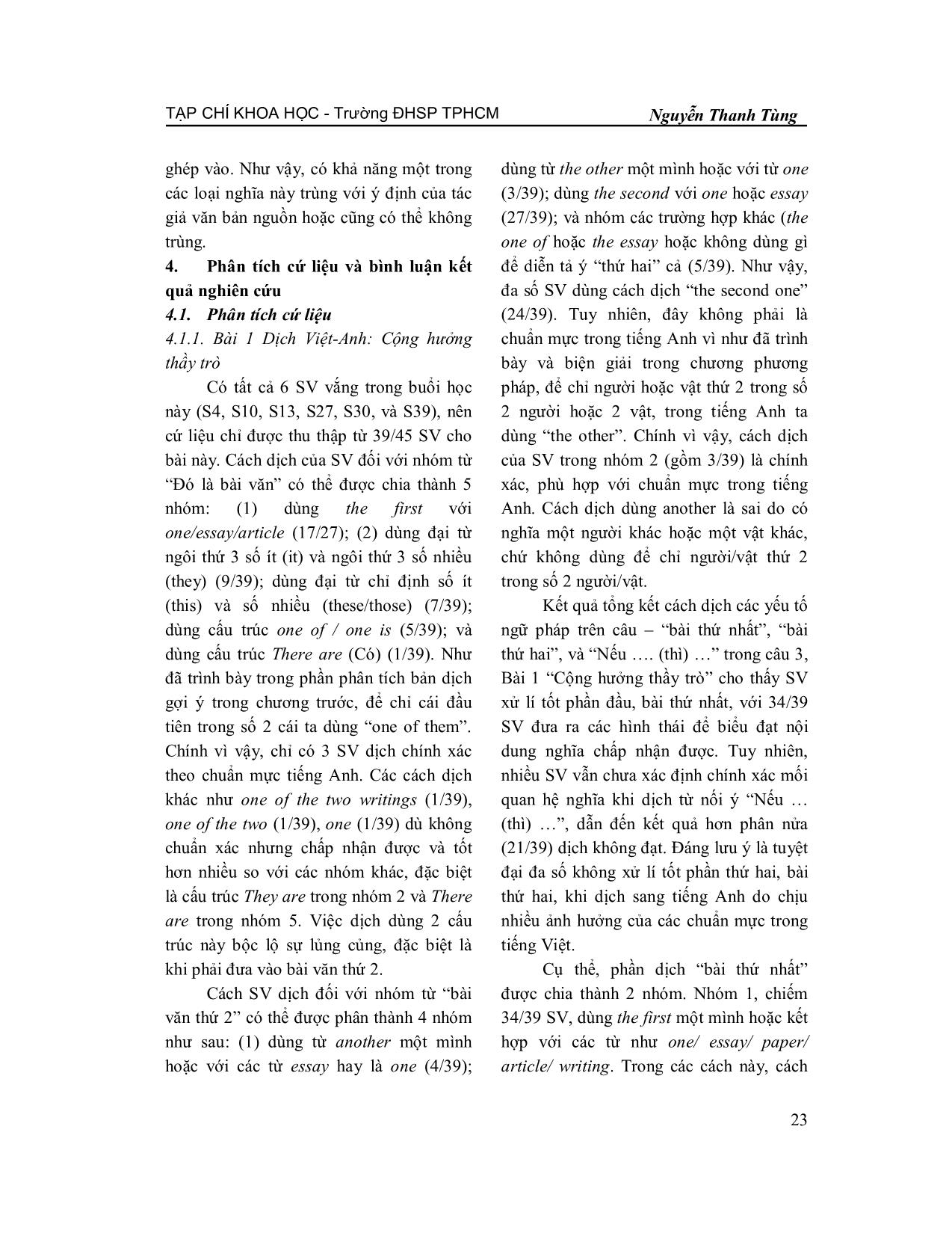 Vấn đề ngữ pháp văn bản trong biên dịch Anh - Việt và việt-anh của sinh viên khoa tiếng Anh trường đại học sư phạm Tp Hồ Chí Minh trang 8