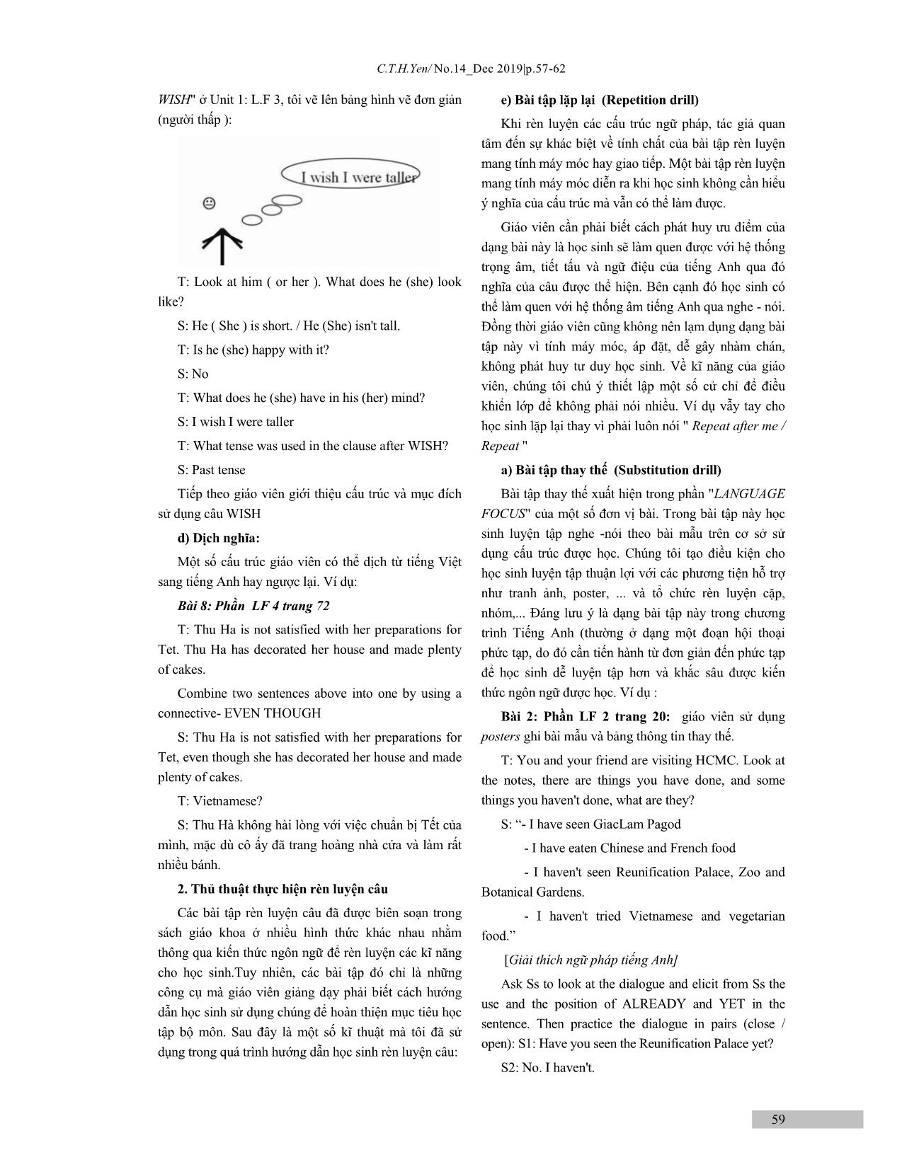 Một số thủ thuật dạy phần Language Focus trong sách Tiếng Anh lớp 9 trang 3