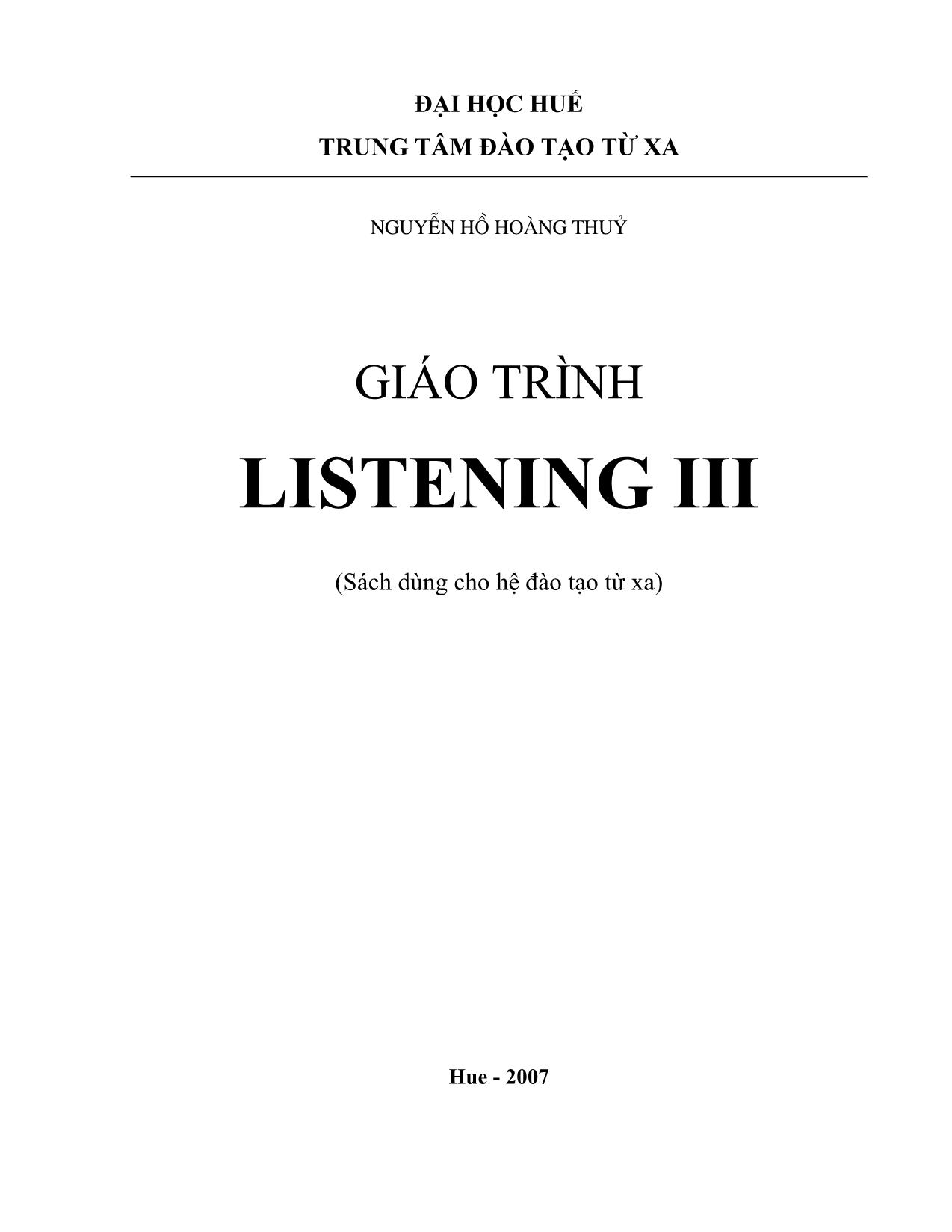 Giáo trình Listening III trang 1