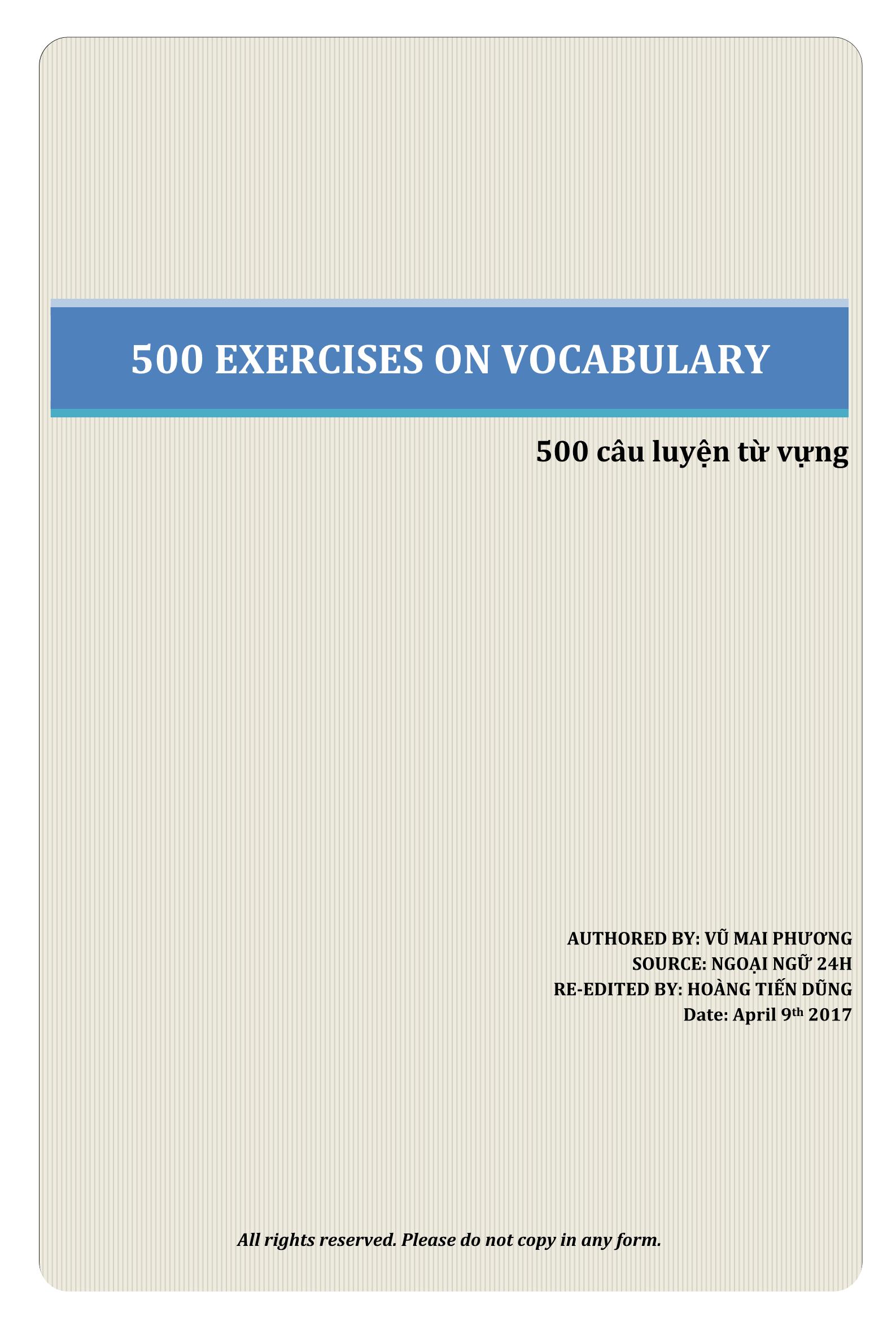500 Câu luyện từ vựng tiếng Anh trang 1
