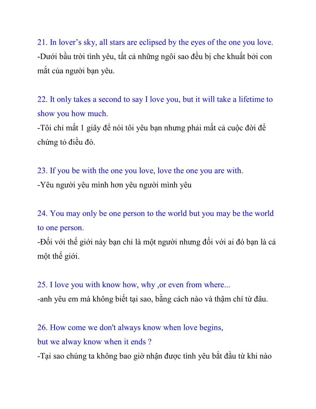 Những câu danh ngôn về tình yêu hay bằng Tiềng Anh trang 5