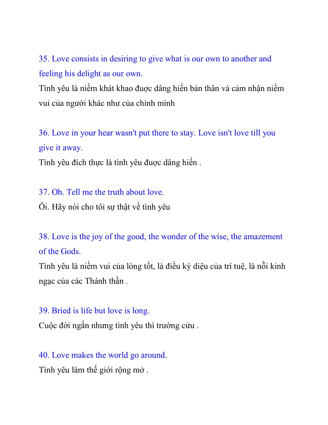 Những câu danh ngôn về tình yêu hay bằng Tiềng Anh trang 8