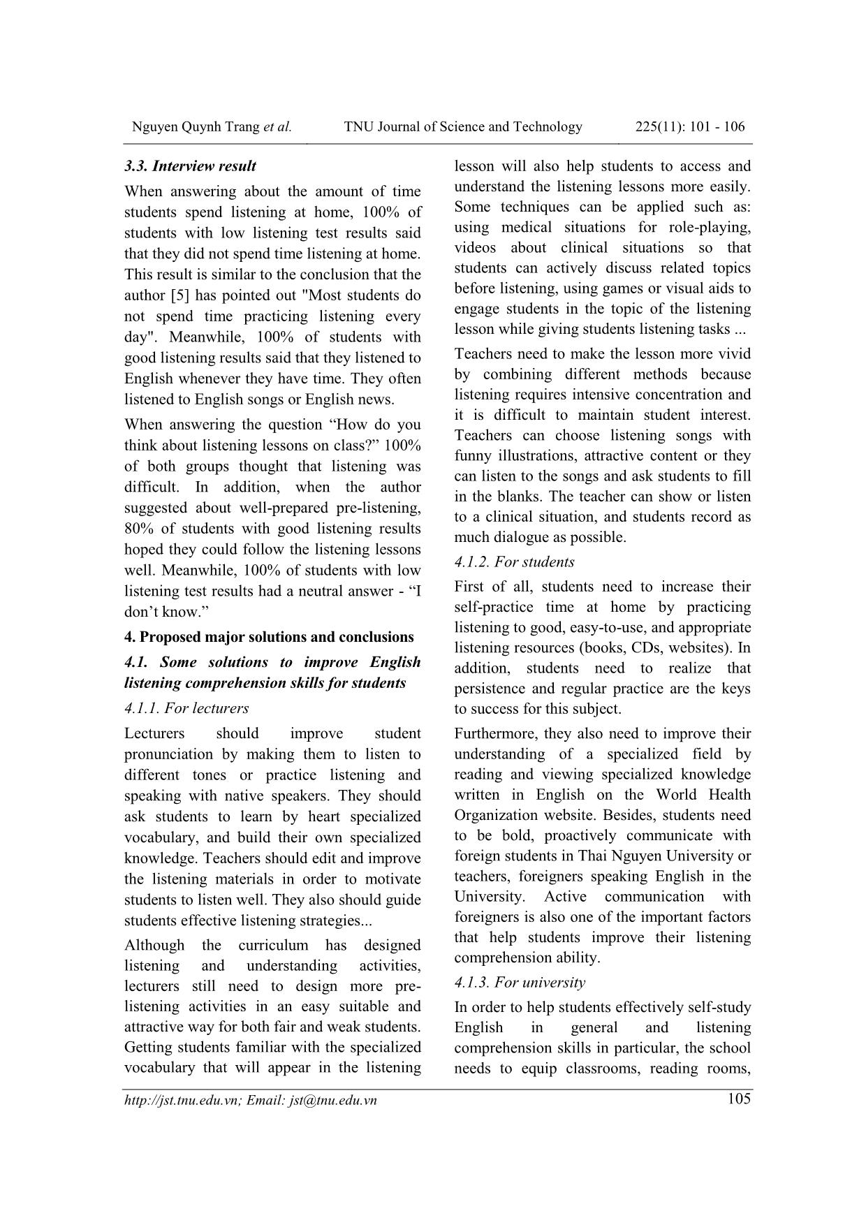 Khảo sát những khó khăn trong việc học kỹ năng nghe của sinh viên bác sĩ y khoa tại trường đại học y dược đại học Thái Nguyên trang 5