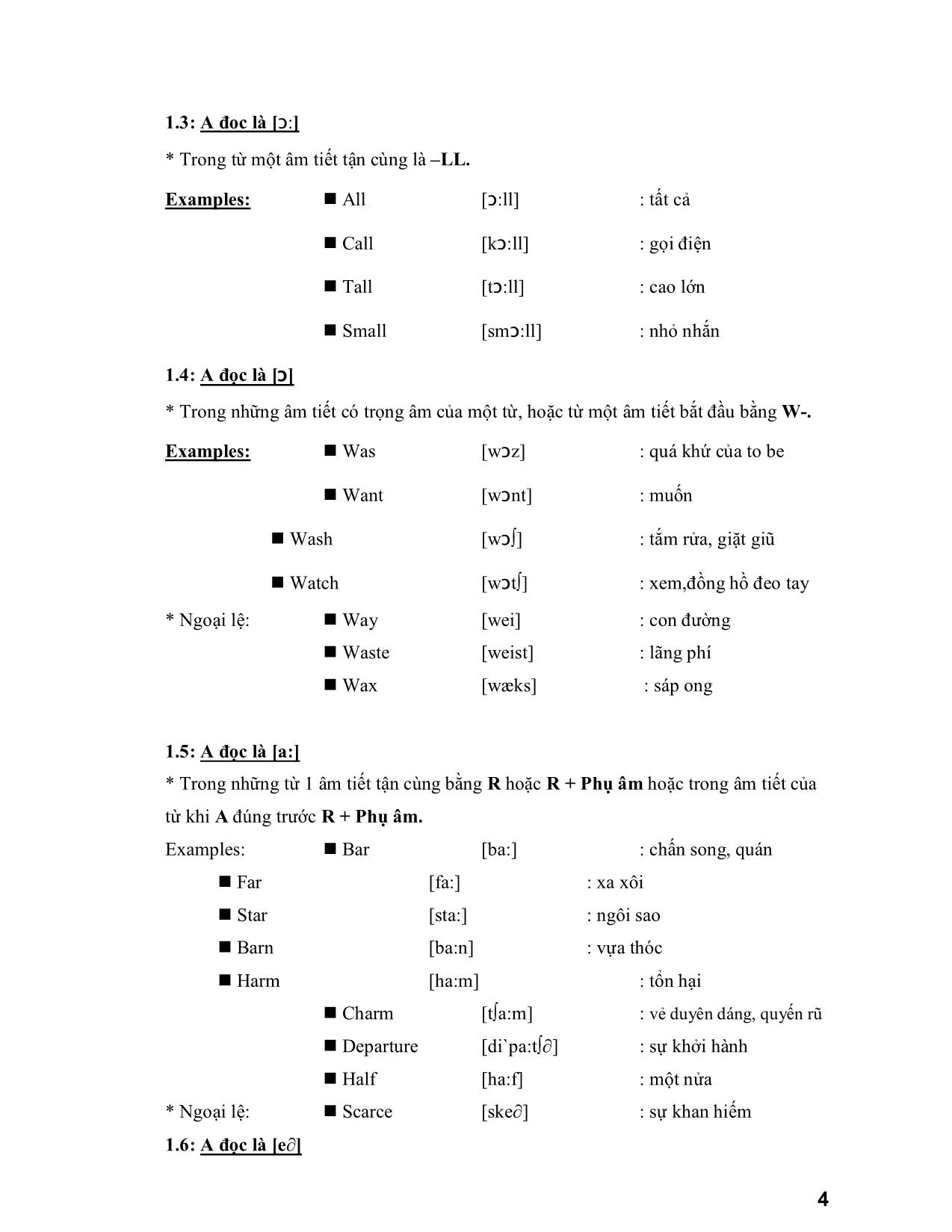 Các quy tắc phát âm tiếng Anh cơ bản trang 4