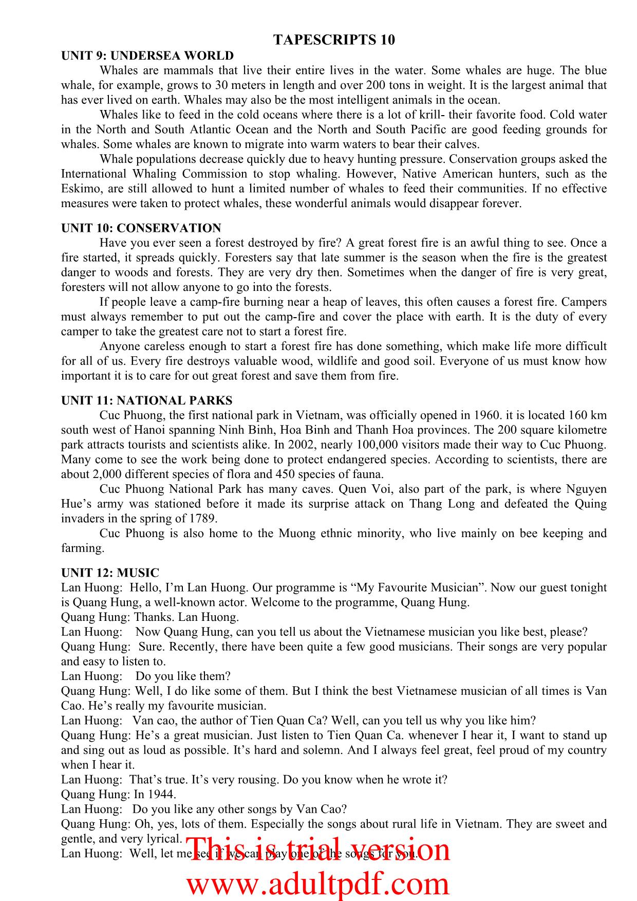 Tiếng Anh - Tapescripts 10 trang 3