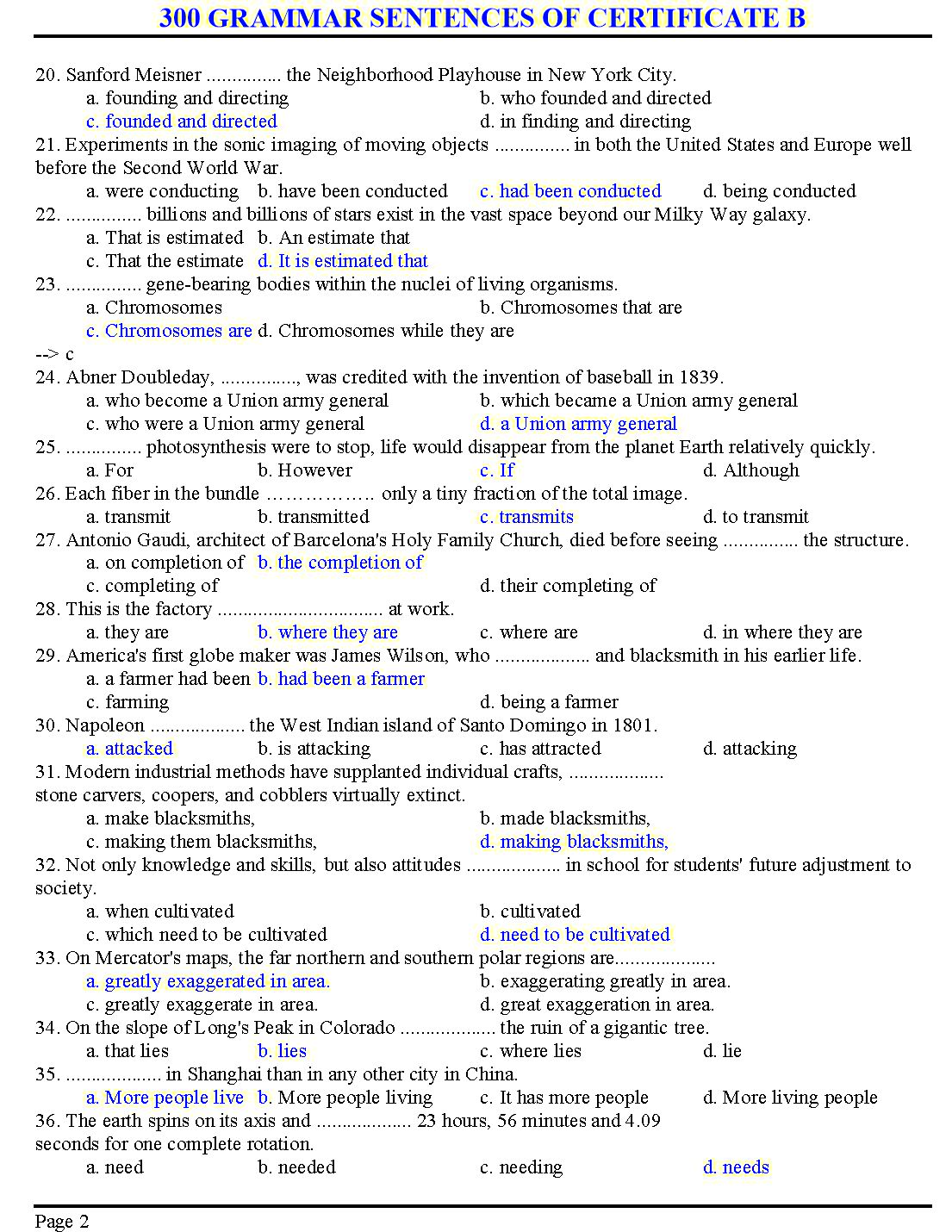 300 grammar sentences of certificate B trang 2