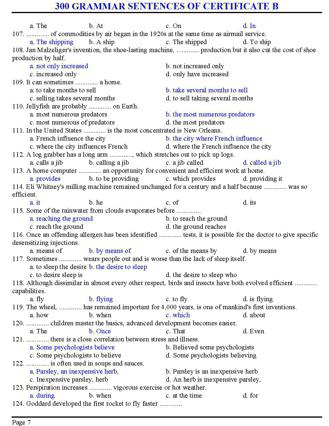 300 grammar sentences of certificate B trang 7