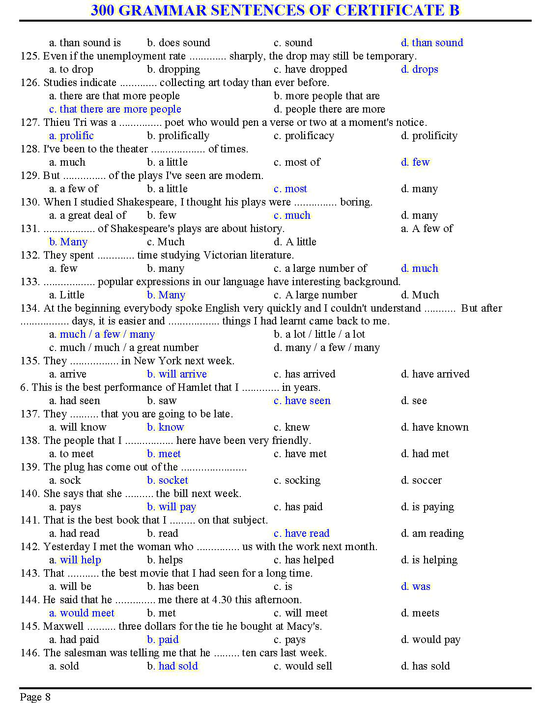 300 grammar sentences of certificate B trang 8