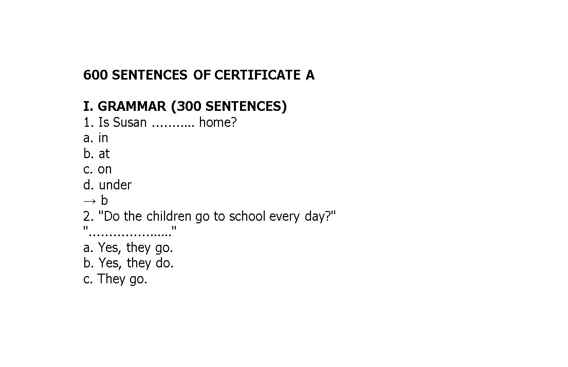 600 sentences of Certificate A trang 1