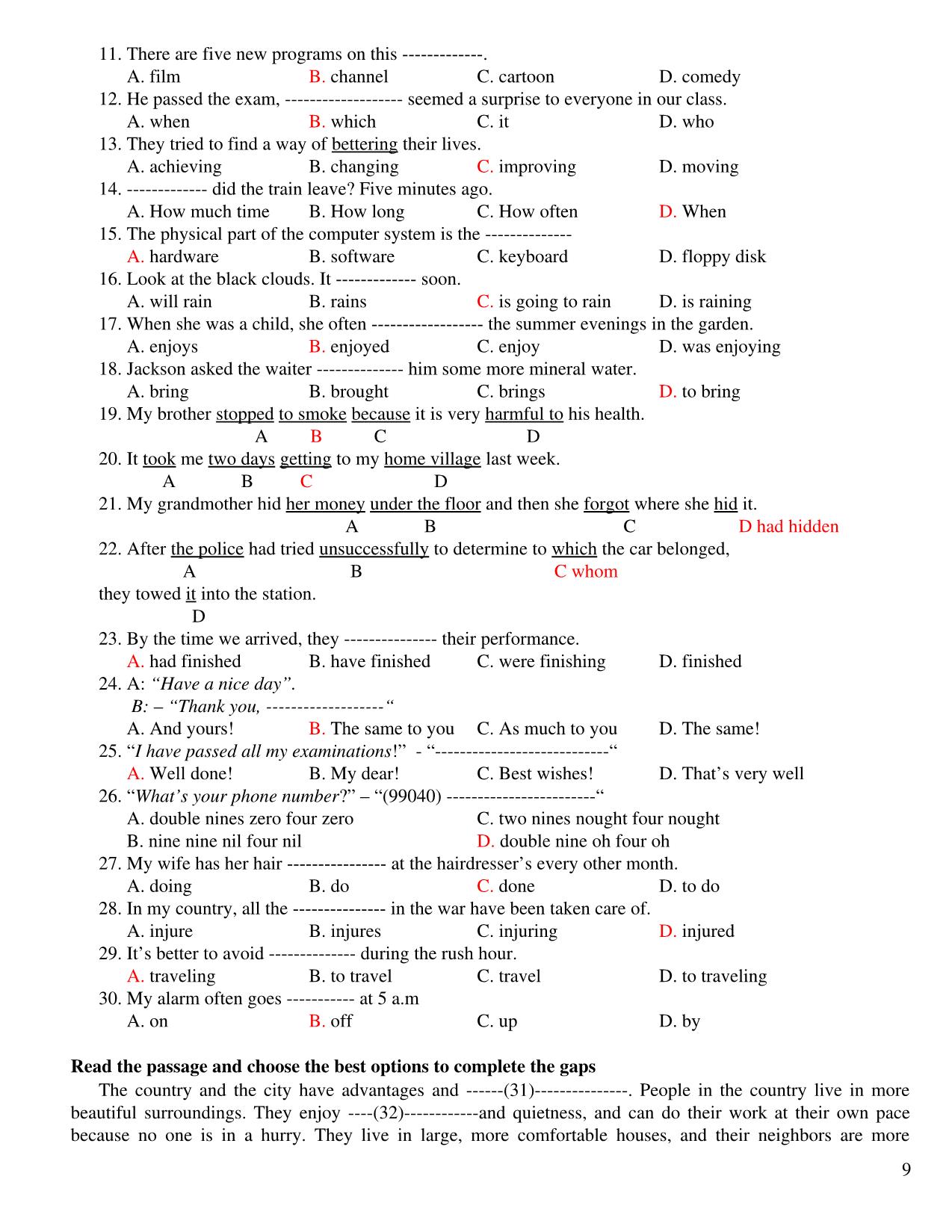 Lý thuyết và bài tập ôn thi học kì 1 tiếng Anh lớp 10 trang 9