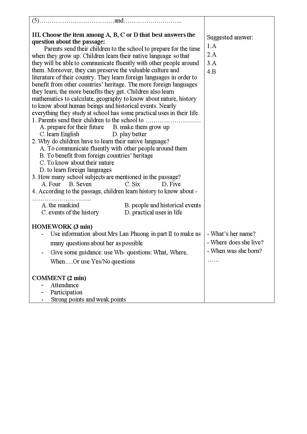 Giáo án tiếng Anh Lớp 10 - Học kì 1 trang 6