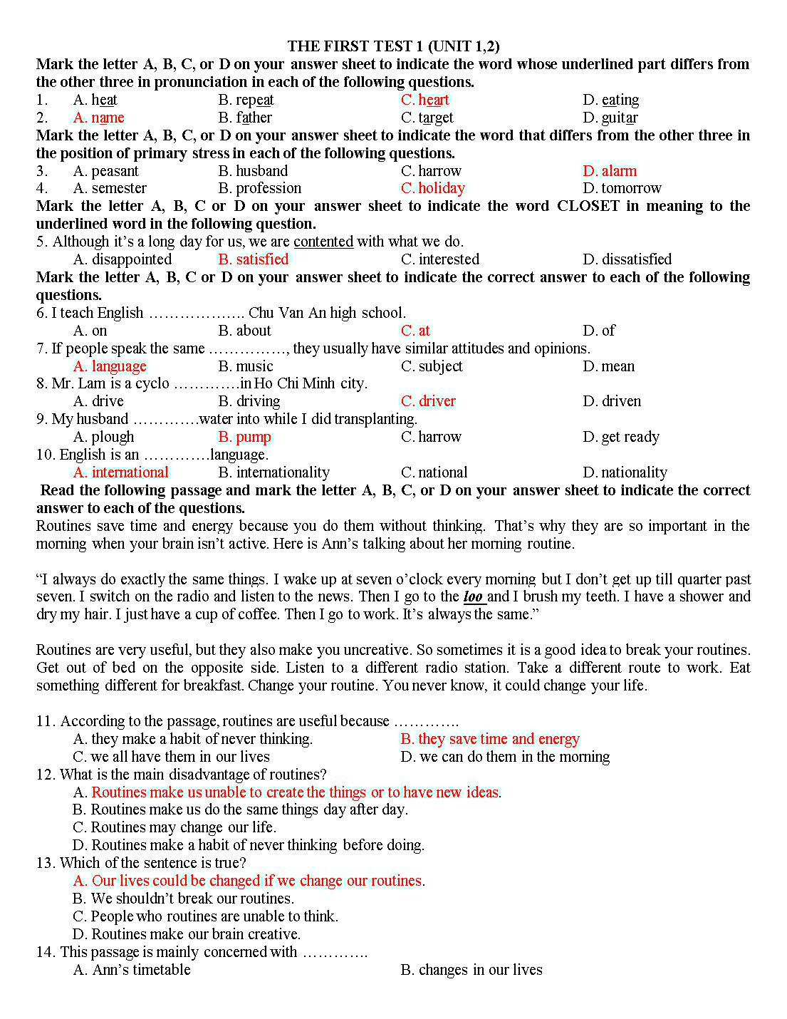 Tổng hợp đề kiểm tra 15 phút tiếng Anh lớp 10 trang 1