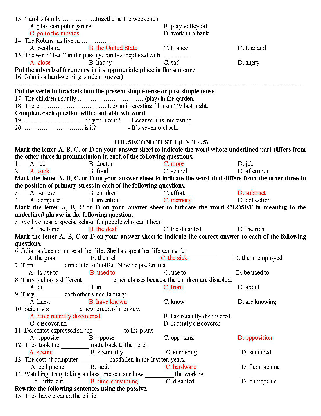 Tổng hợp đề kiểm tra 15 phút tiếng Anh lớp 10 trang 3
