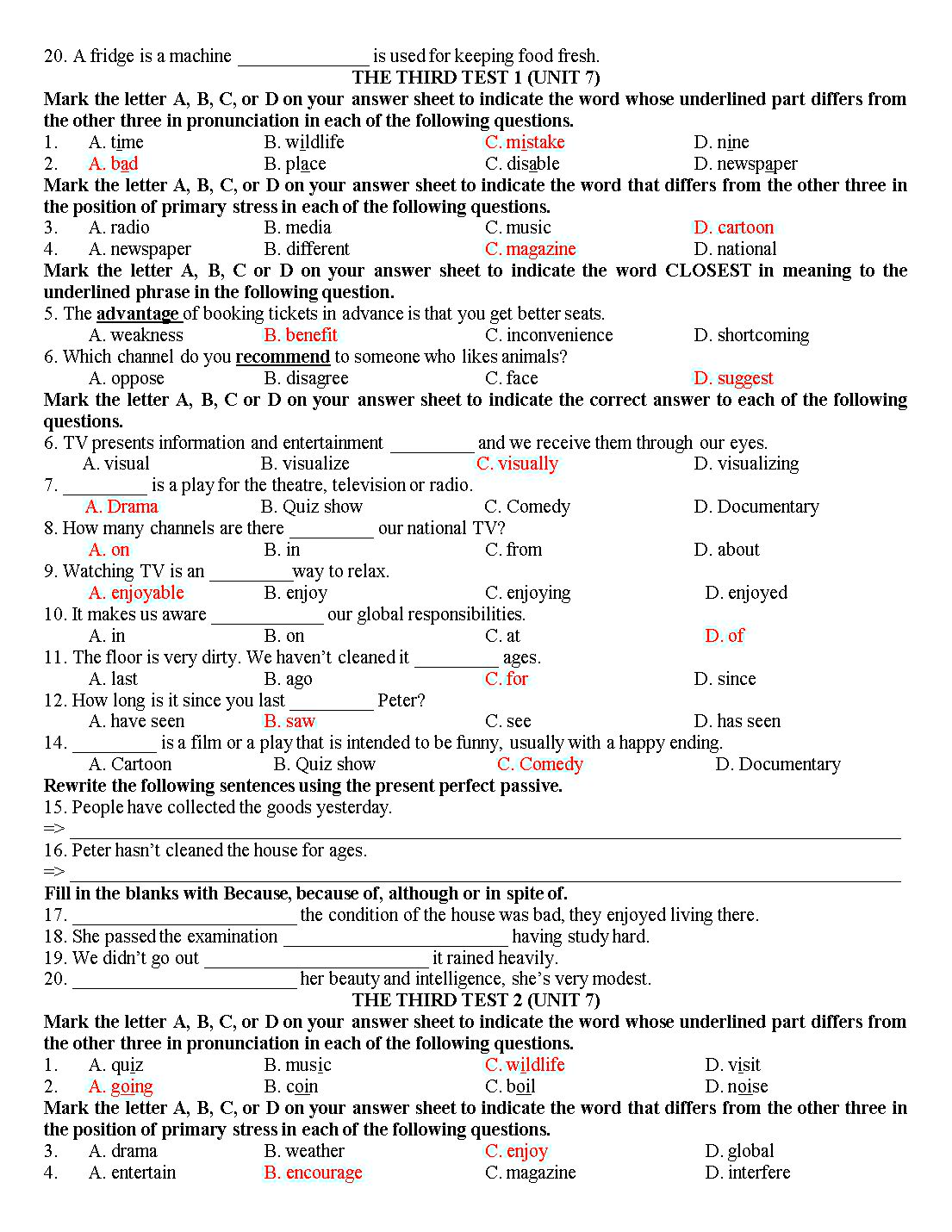 Tổng hợp đề kiểm tra 15 phút tiếng Anh lớp 10 trang 5