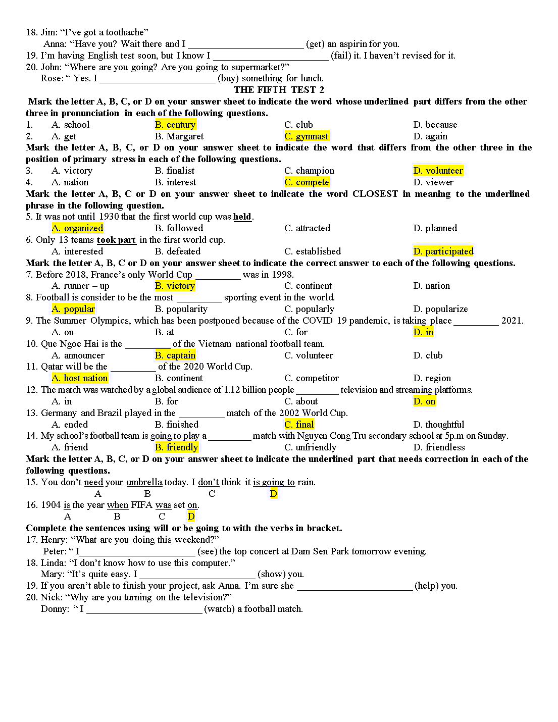 Tổng hợp đề kiểm tra 15 phút tiếng Anh lớp 10 trang 9