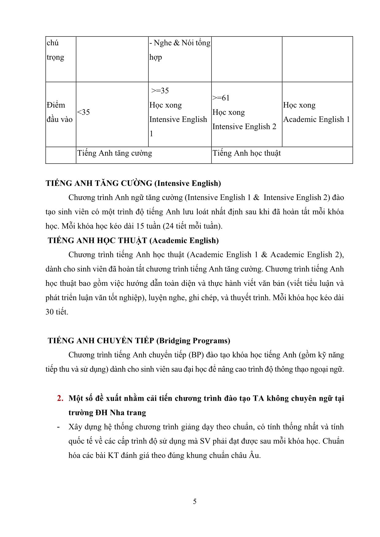 Tình hình dạy và học tiếng Anh không chuyên ngữ của các trường Đại học Việt Nam & giải pháp nâng cao năng lực tiếng Anh cho sinh viên không chuyên ngữ trường Đại học Nha Trang trang 5