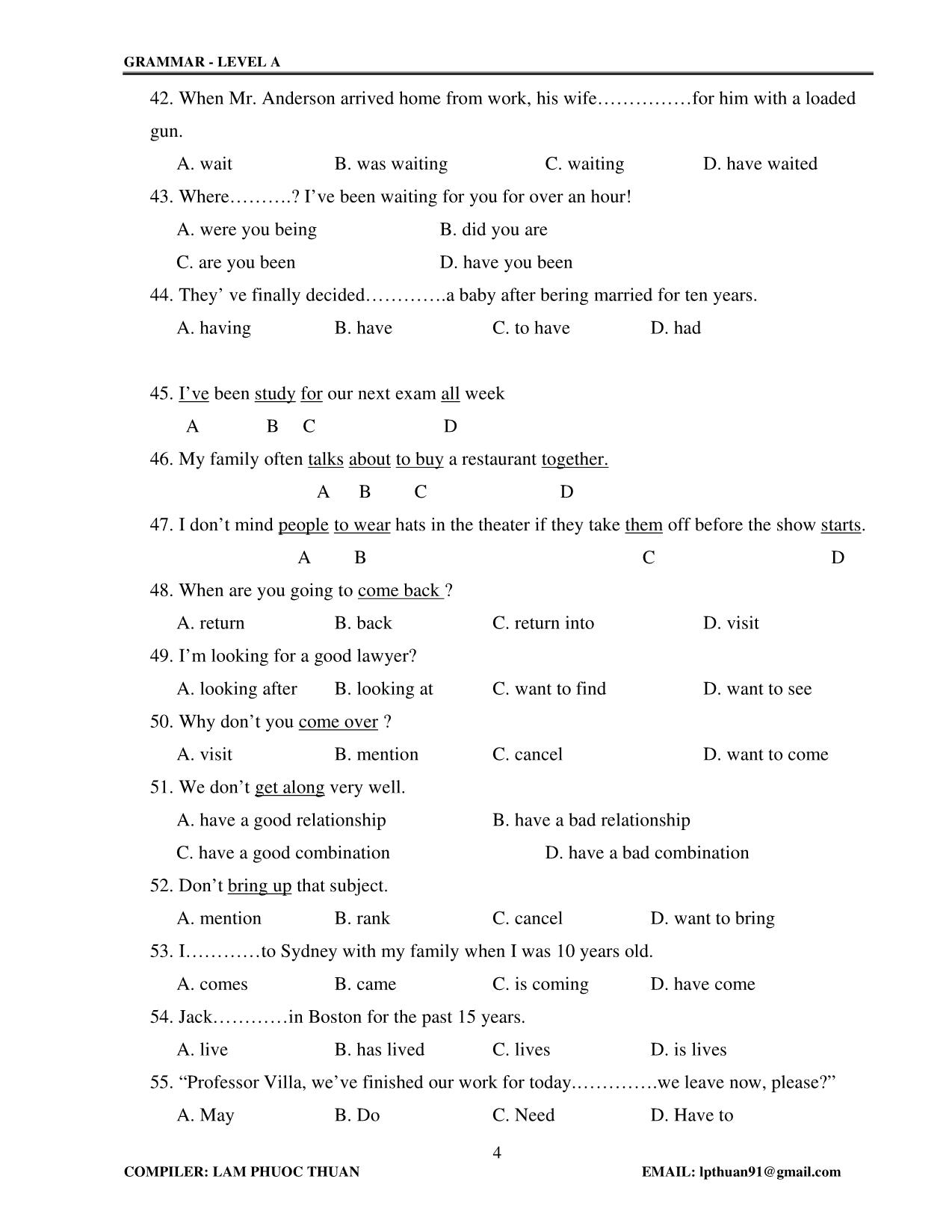 Tiếng Anh - Grammar level A trang 4