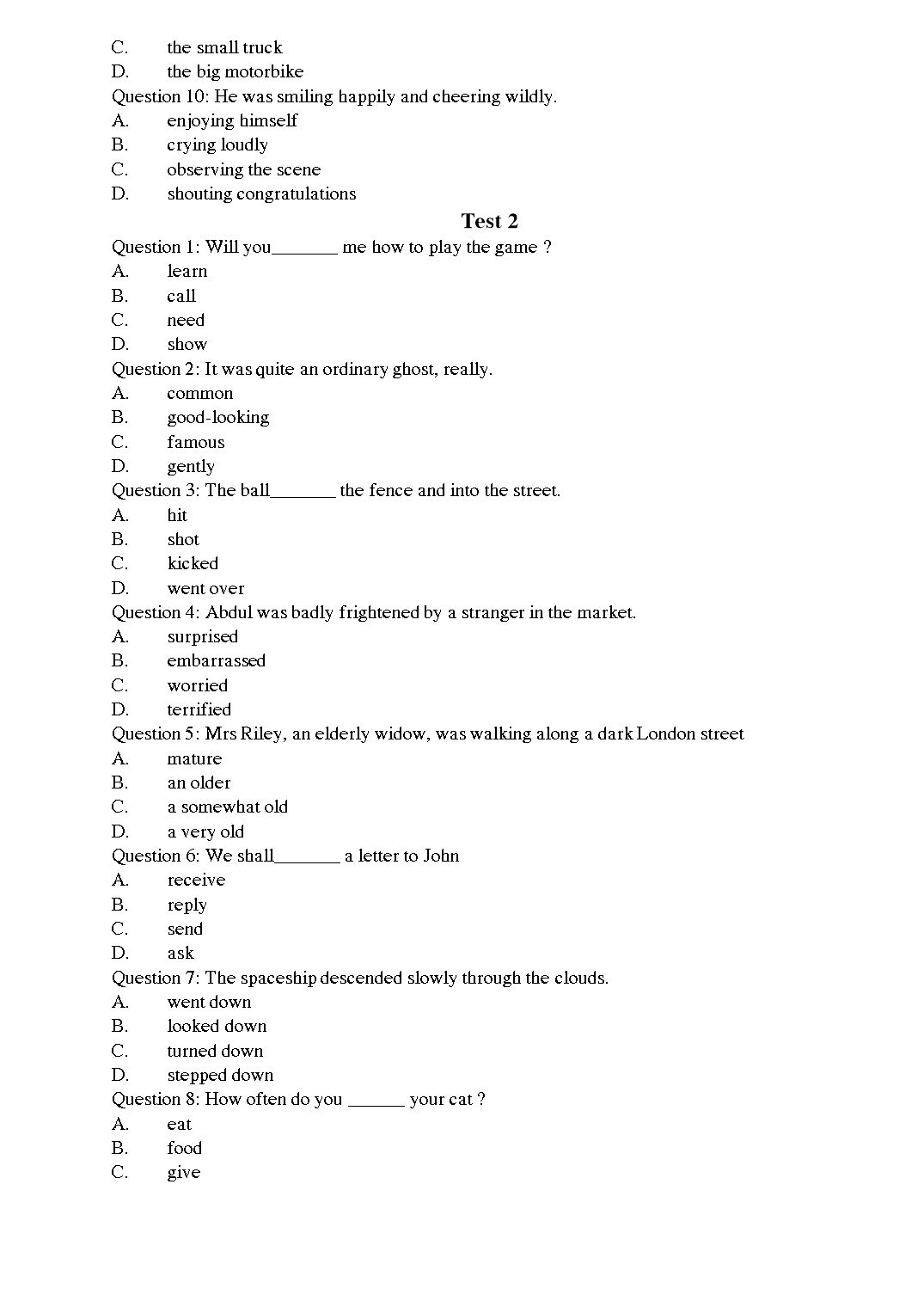 Tiếng Anh - Level A trang 2