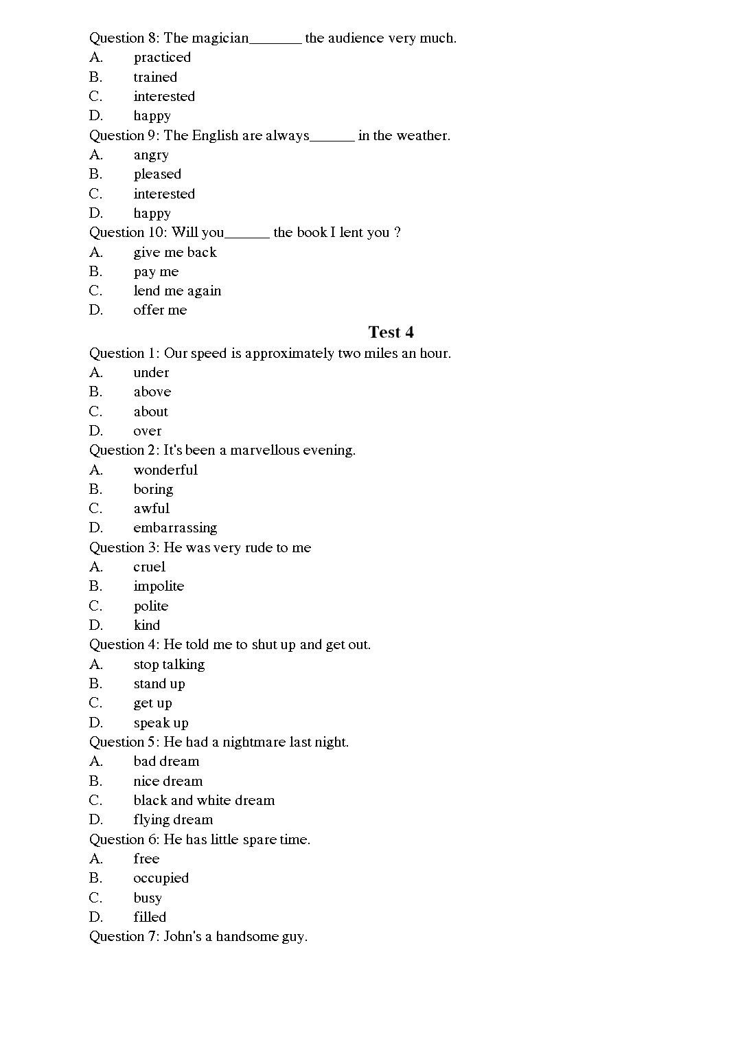 Tiếng Anh - Level A trang 4