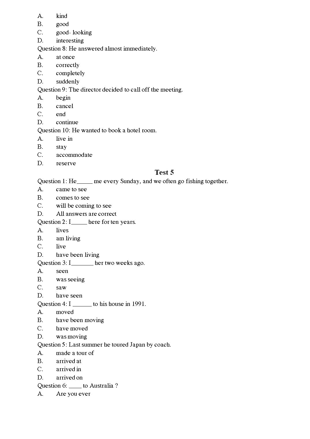 Tiếng Anh - Level A trang 5