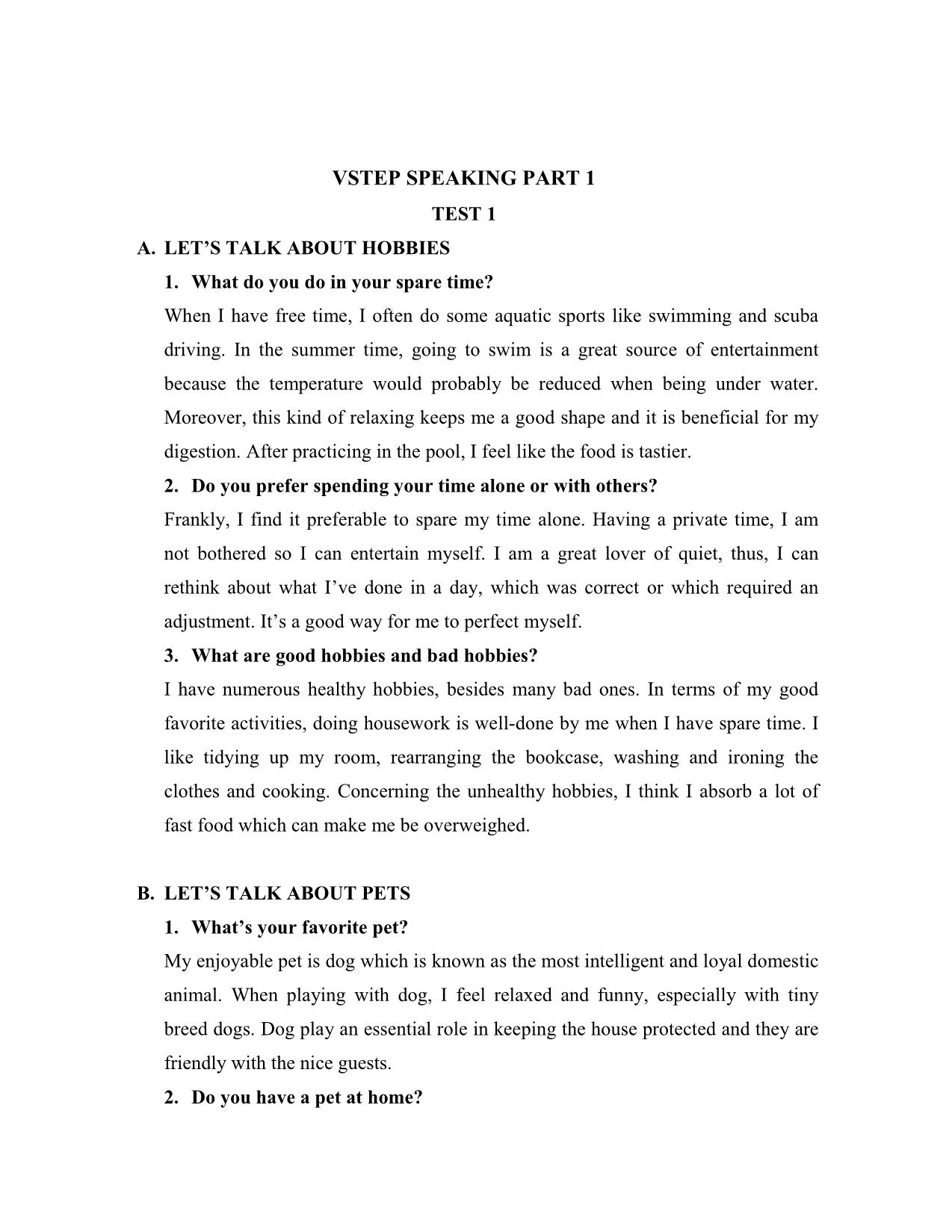 Tiếng Anh - Vstep speaking part 1 trang 1
