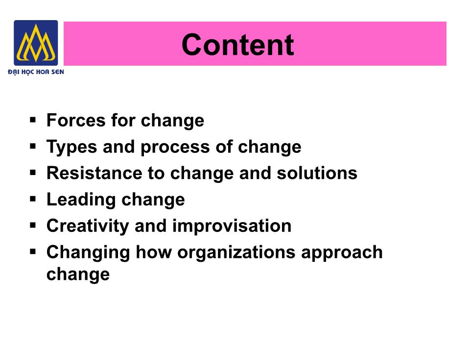 Bài giảng Nghệ thuật lãnh đạo - Chapter 5: Leading Change trang 5