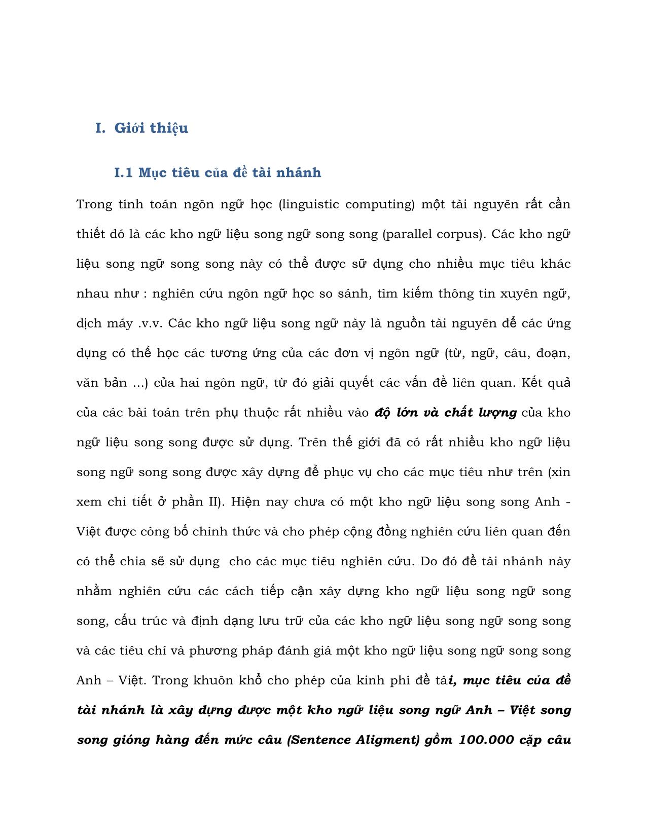 Báo cáo kỹ thuật Xây dựng kho ngữ liệu song ngữ Anh - Việt trang 4