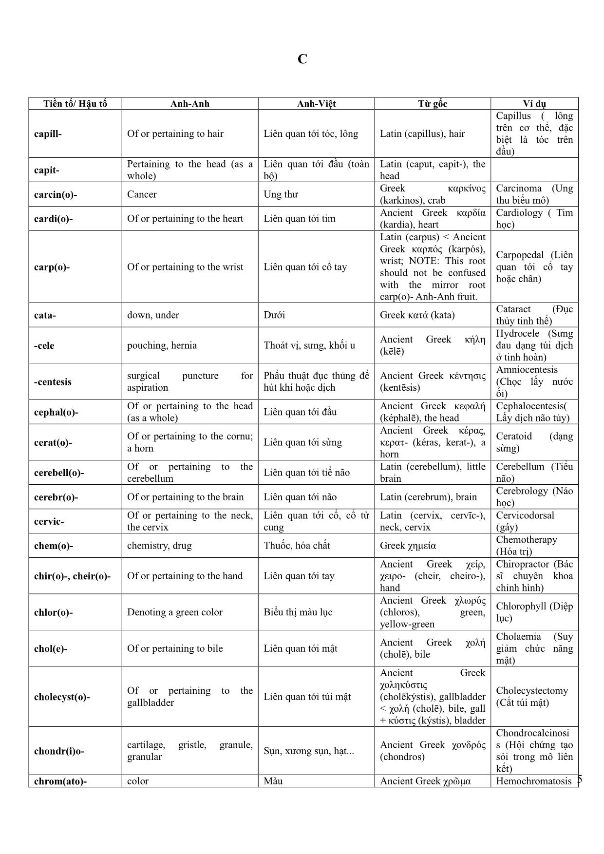 Danh sách các tiền tố và hậu tố trong tiếng Anh y khoa trang 5