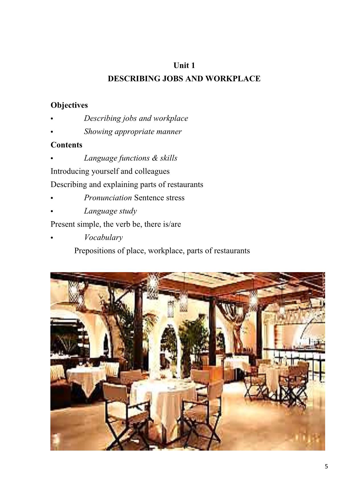 Giáo trình Tiếng Anh chuyên ngành nhà hàng (Phần 1) trang 4