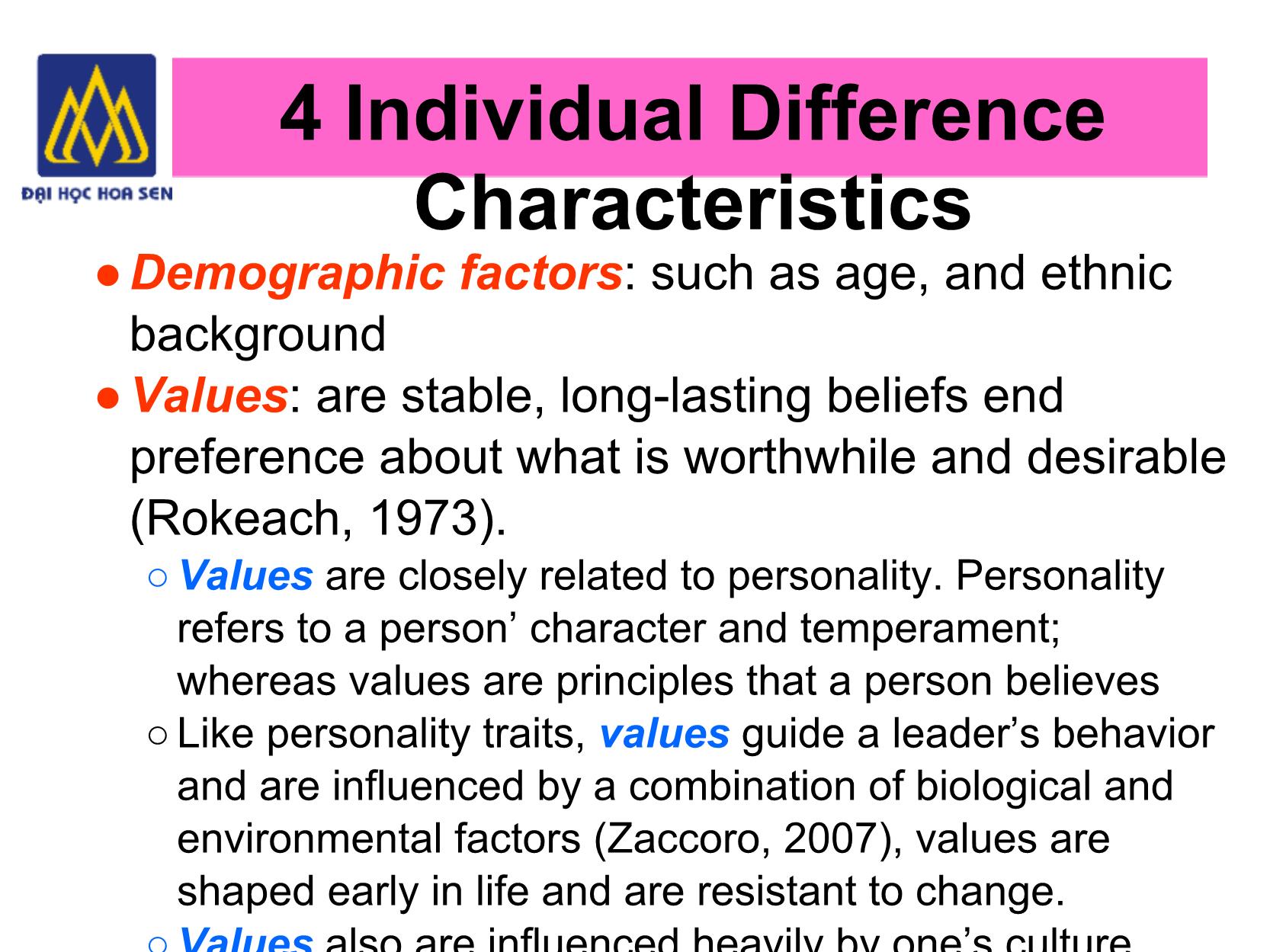 Bài giảng Nghệ thuật lãnh đạo - Chapter 3: Individual Differences and Traits trang 8