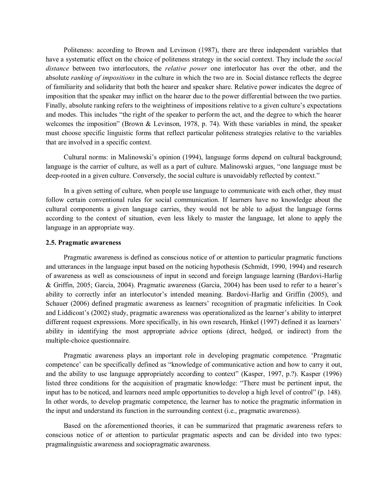 Students’ pragmatic awareness and implications for english classroom teaching at Thuong Mai University trang 4