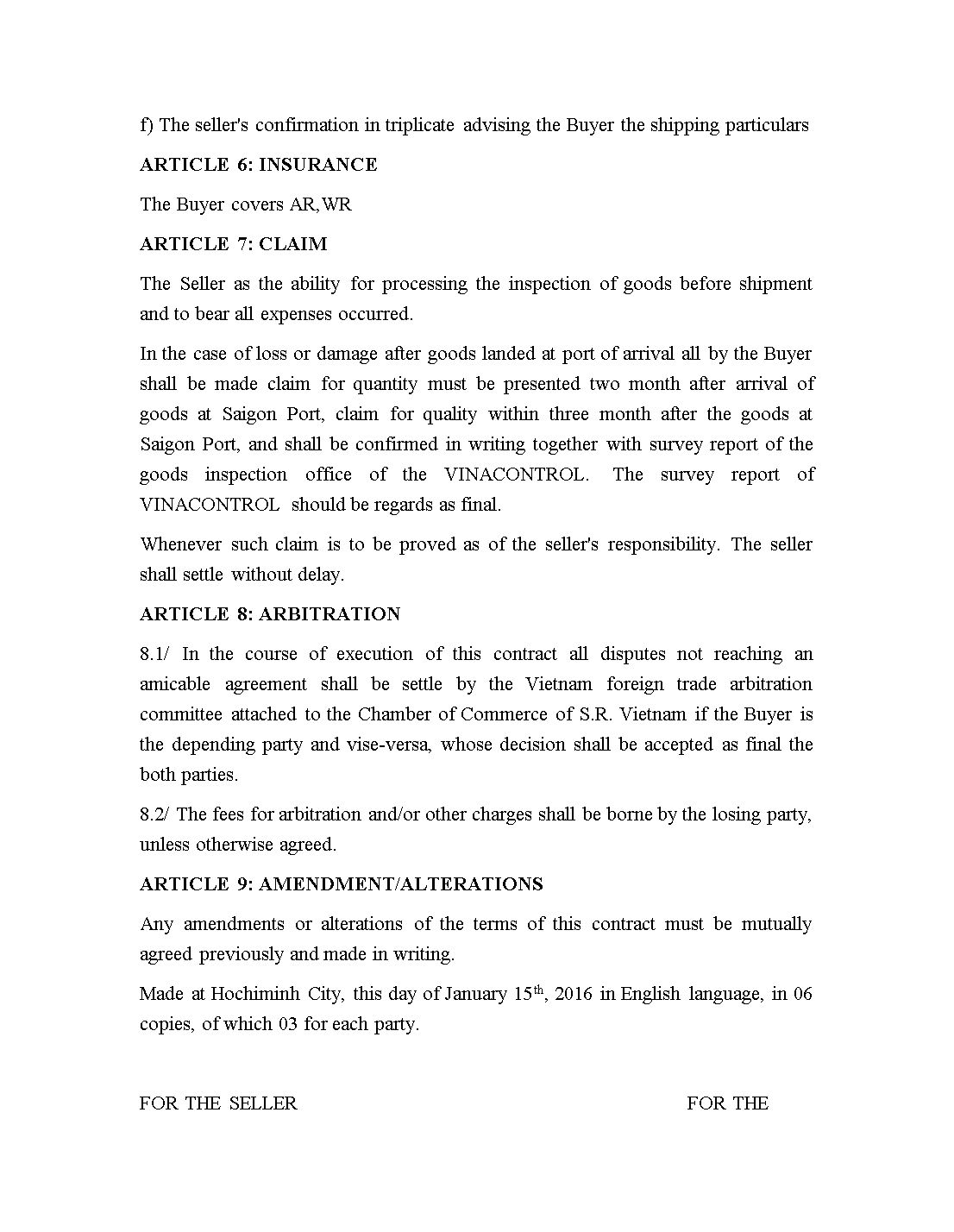 Mẫu hợp đồng ngoại thương bằng tiếng Anh trang 3