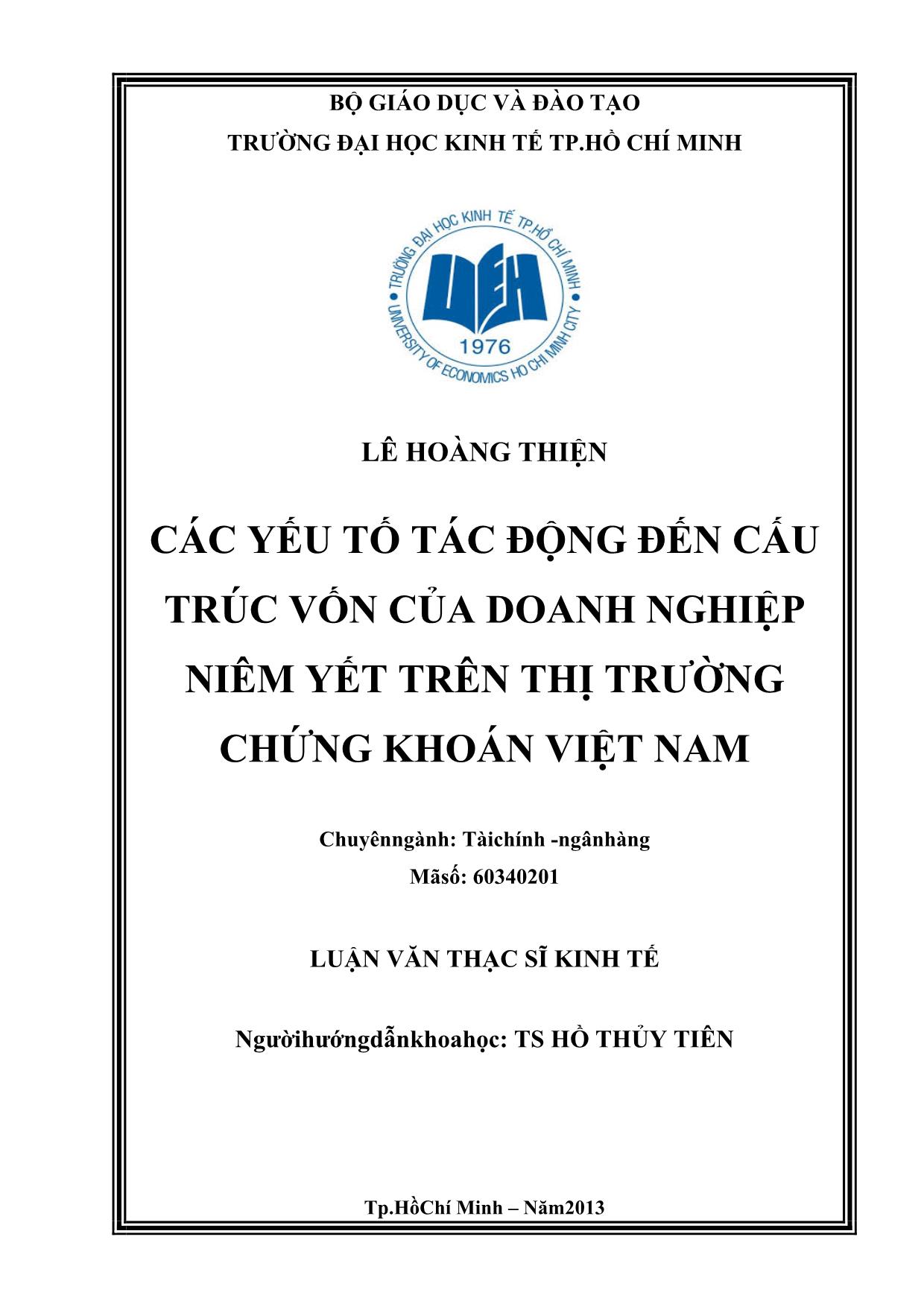 Các yếu tố tác động đến cấu trúc vốn của doanh nghiệp niêm yết trên thị trường chứng khoán Việt Nam trang 10