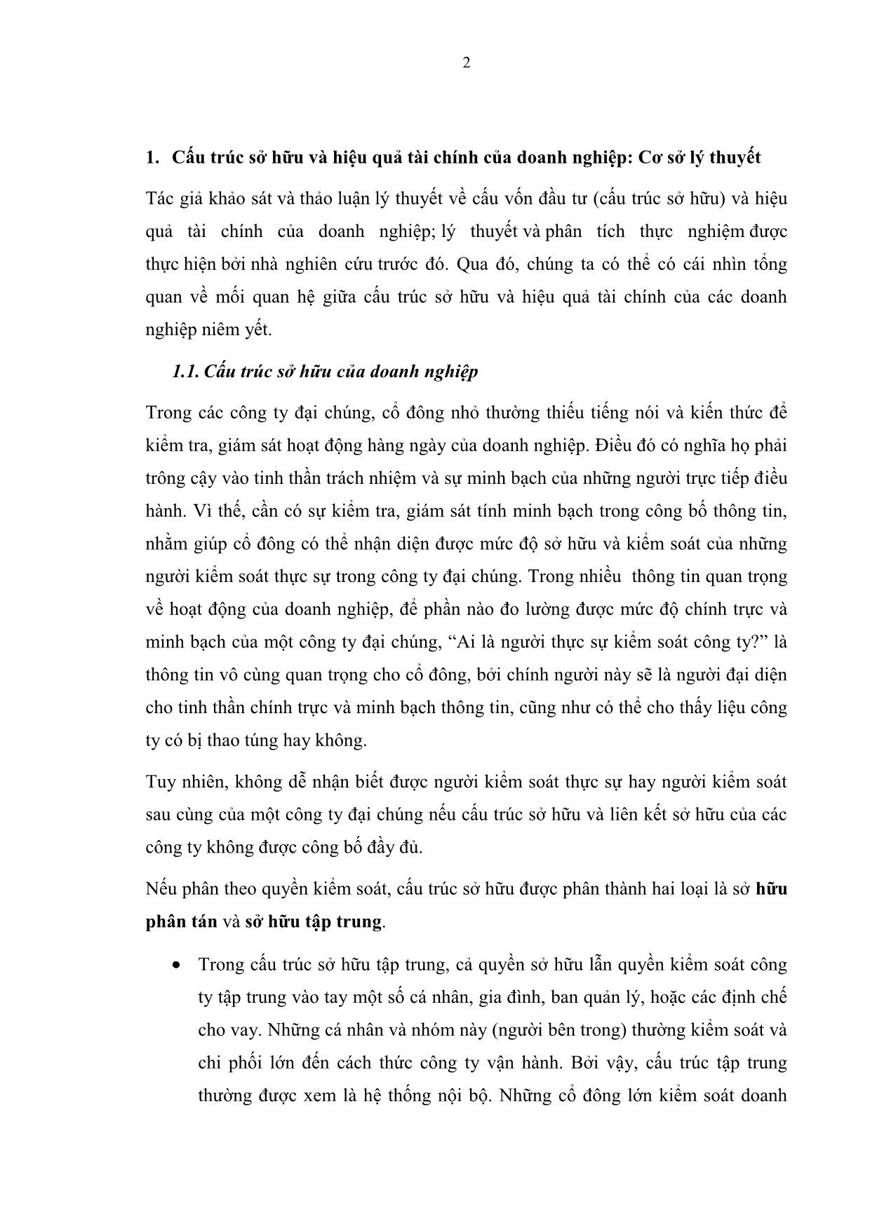 Luận văn Cấu trúc sở hữu và hiệu quả hoạt động của các doanh nghiệp niêm yết trên sàn giao dịch chứng khoán thành phố Hồ Chí Minh trang 9