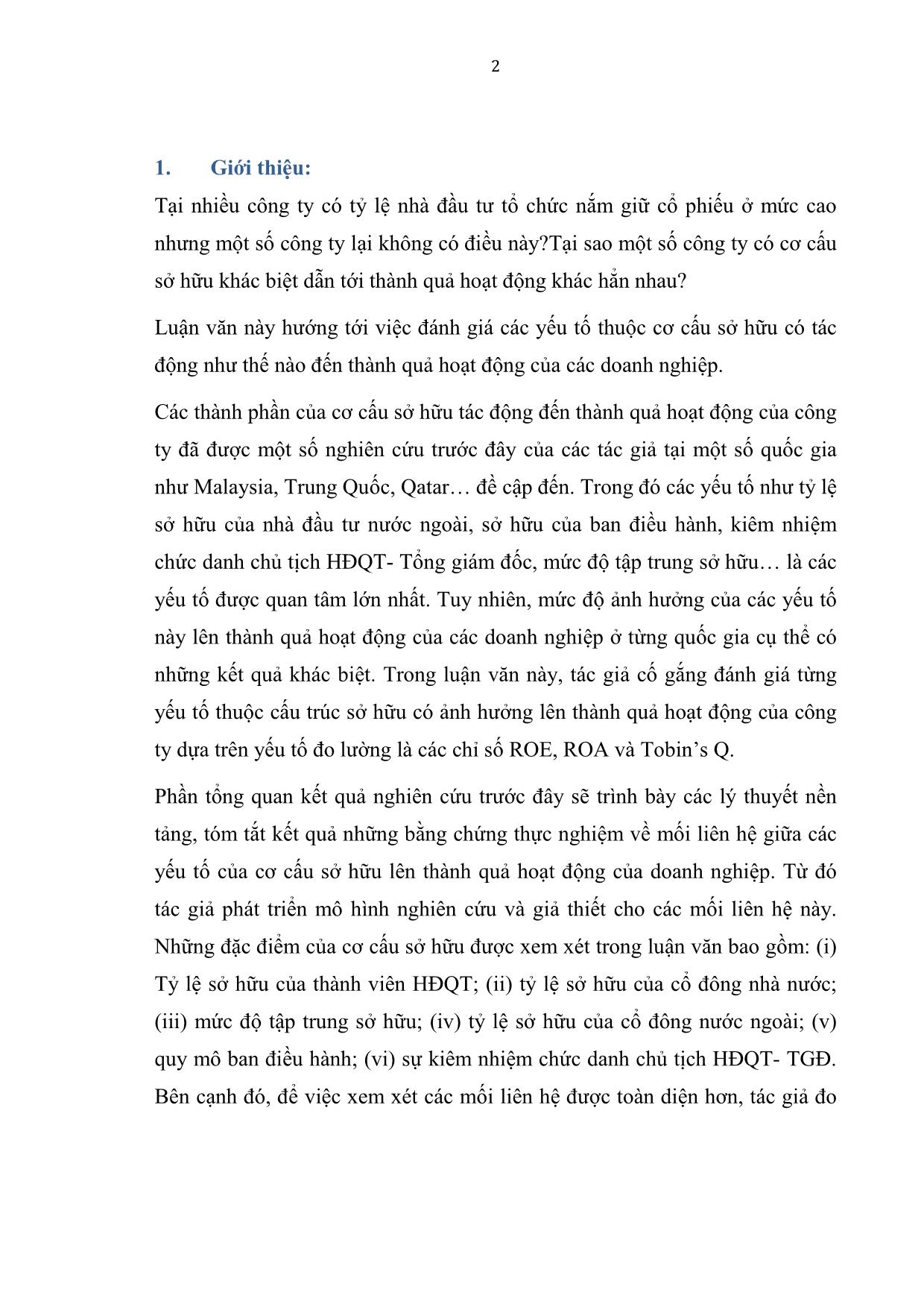Luận văn Cấu trúc sở hữu và thành quả công ty bằng chứng tại Việt Nam trang 3