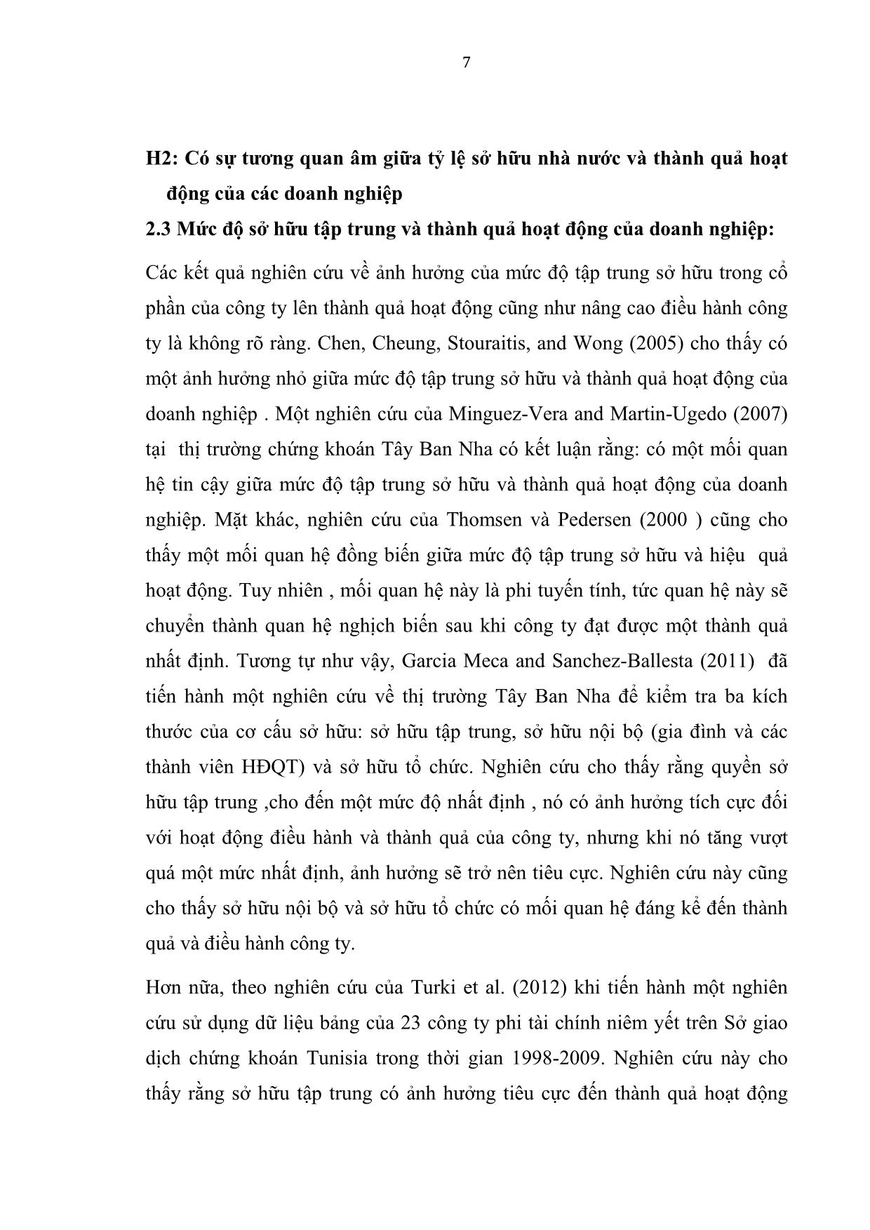 Luận văn Cấu trúc sở hữu và thành quả công ty bằng chứng tại Việt Nam trang 8