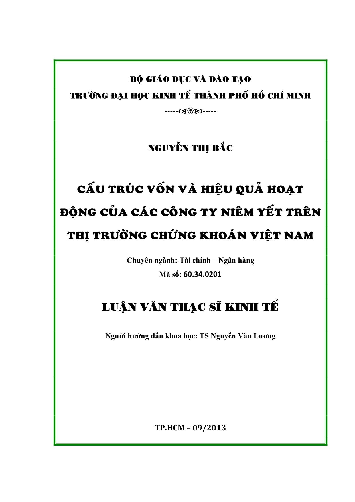 Cấu trúc vốn và hiệu quả hoạt động của các công ty niêm yết trên thị trường chứng khoán Việt Nam trang 2