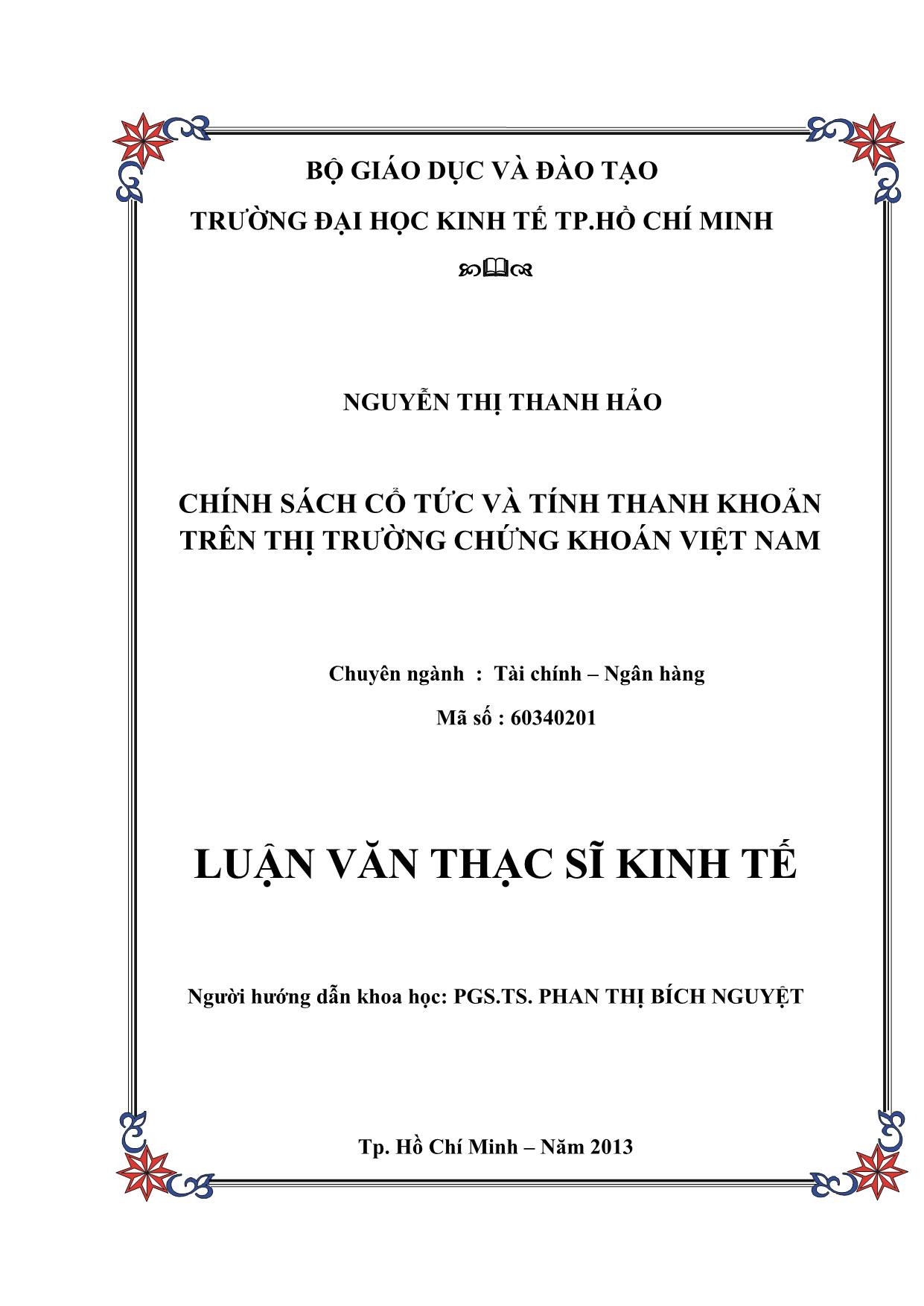 Chính sách cổ tức và tính thanh khoản trên thị trường chứng khoán Việt Nam trang 2