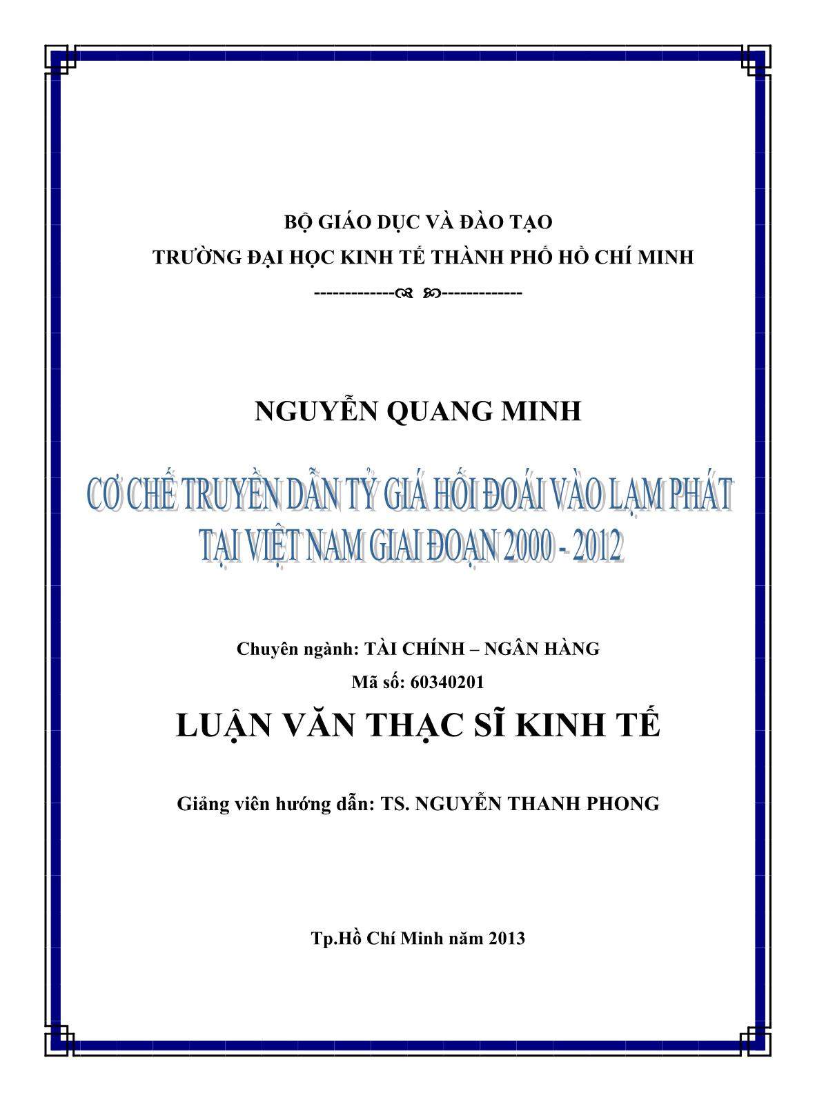 Luận văn Cơ chế truyền dẫn tỷ giá hối doái vào lạm phát tại Việt Nam giai đoạn 2000 - 2012 trang 2