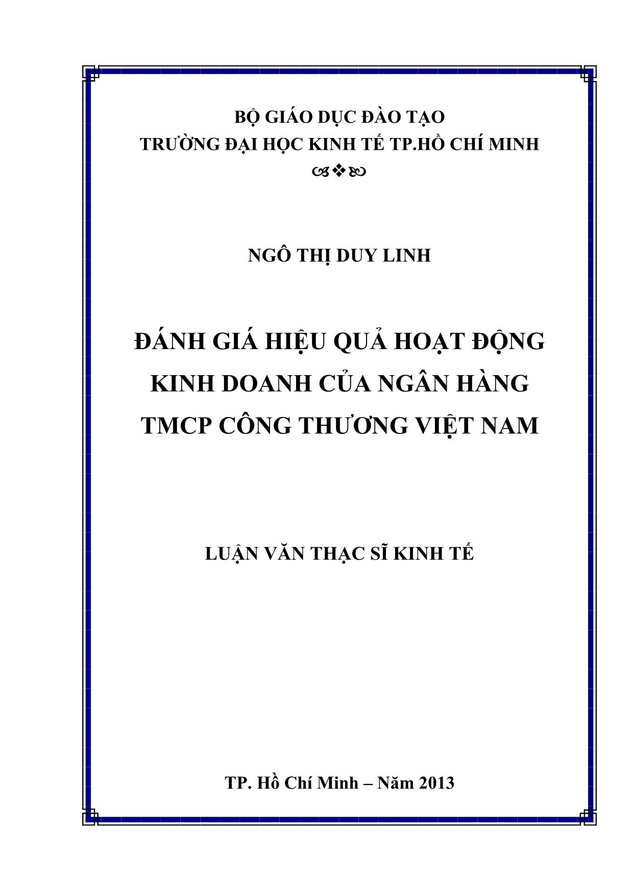 Đánh giá hiệu quả hoạt động kinh doanh của ngân hàng TMCP công thương Việt Nam trang 1