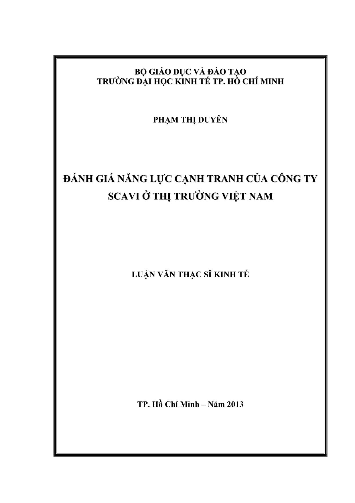 Luận văn Đánh giá năng lực cạnh tranh của công ty Scavi ở thị trường Việt Nam trang 1