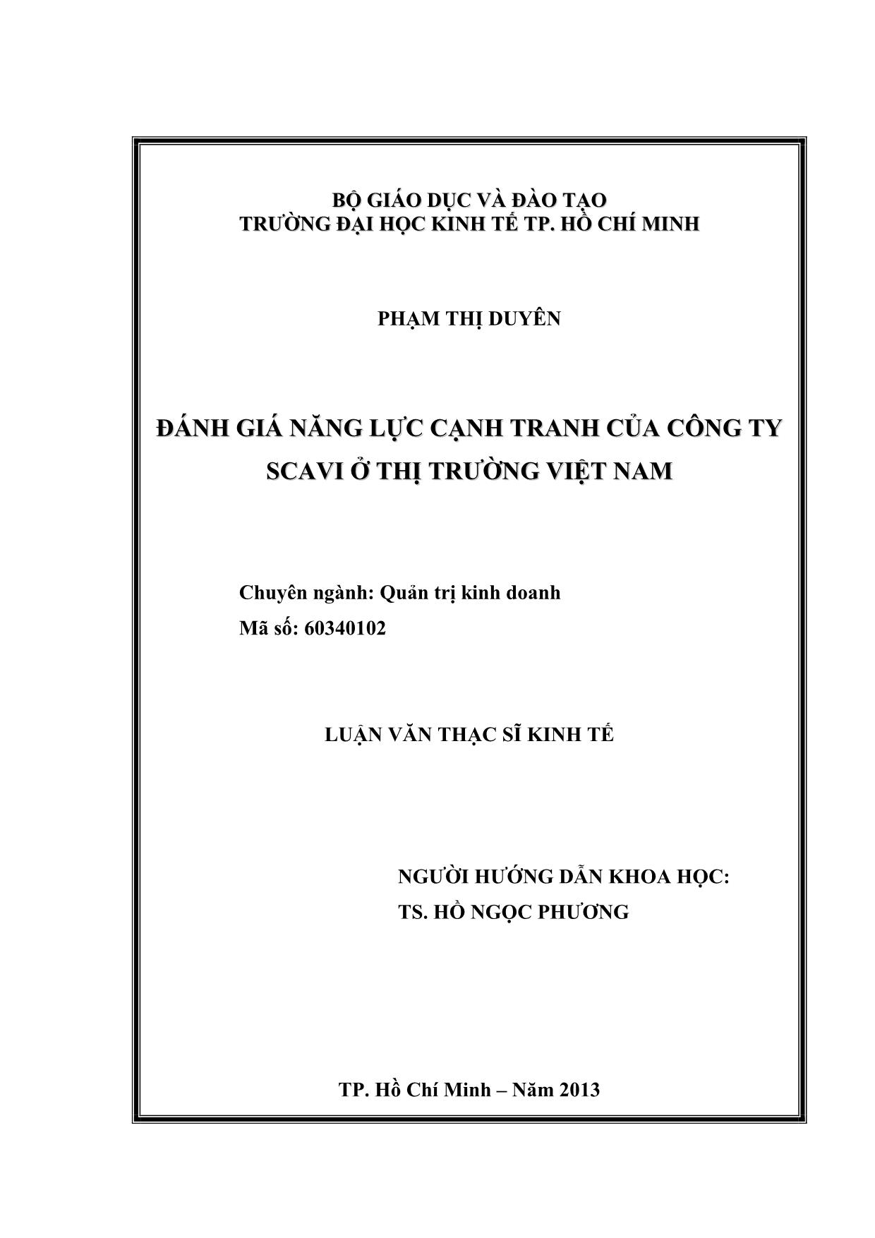 Luận văn Đánh giá năng lực cạnh tranh của công ty Scavi ở thị trường Việt Nam trang 2