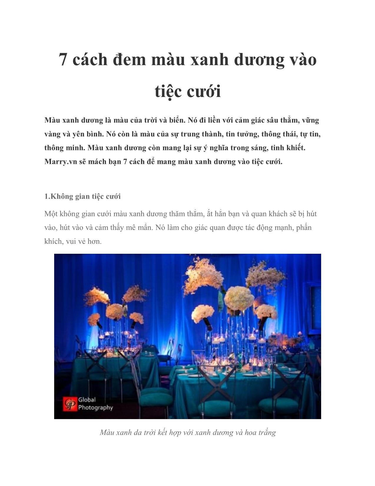 7 cách đem màu xanh dương vào tiệc cưới trang 1