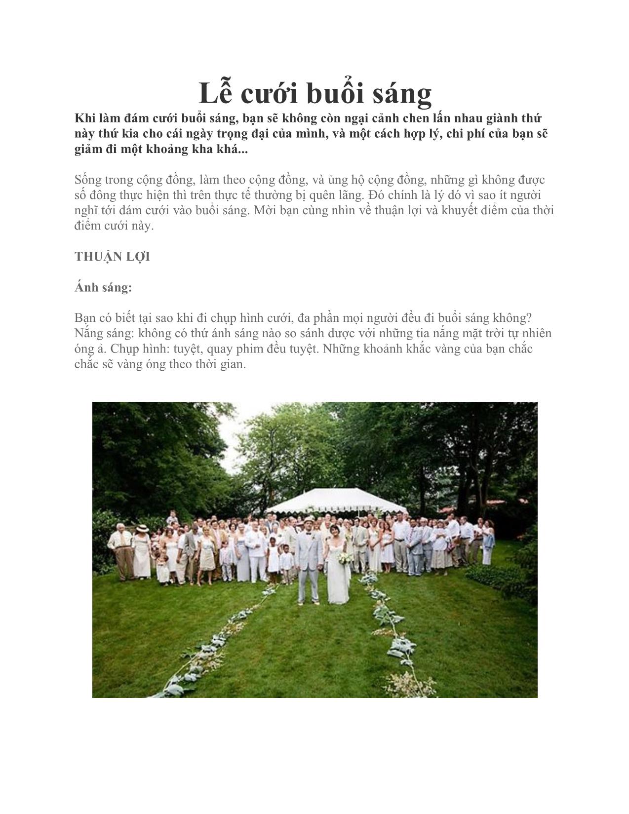 Lễ cưới buổi sáng trang 1