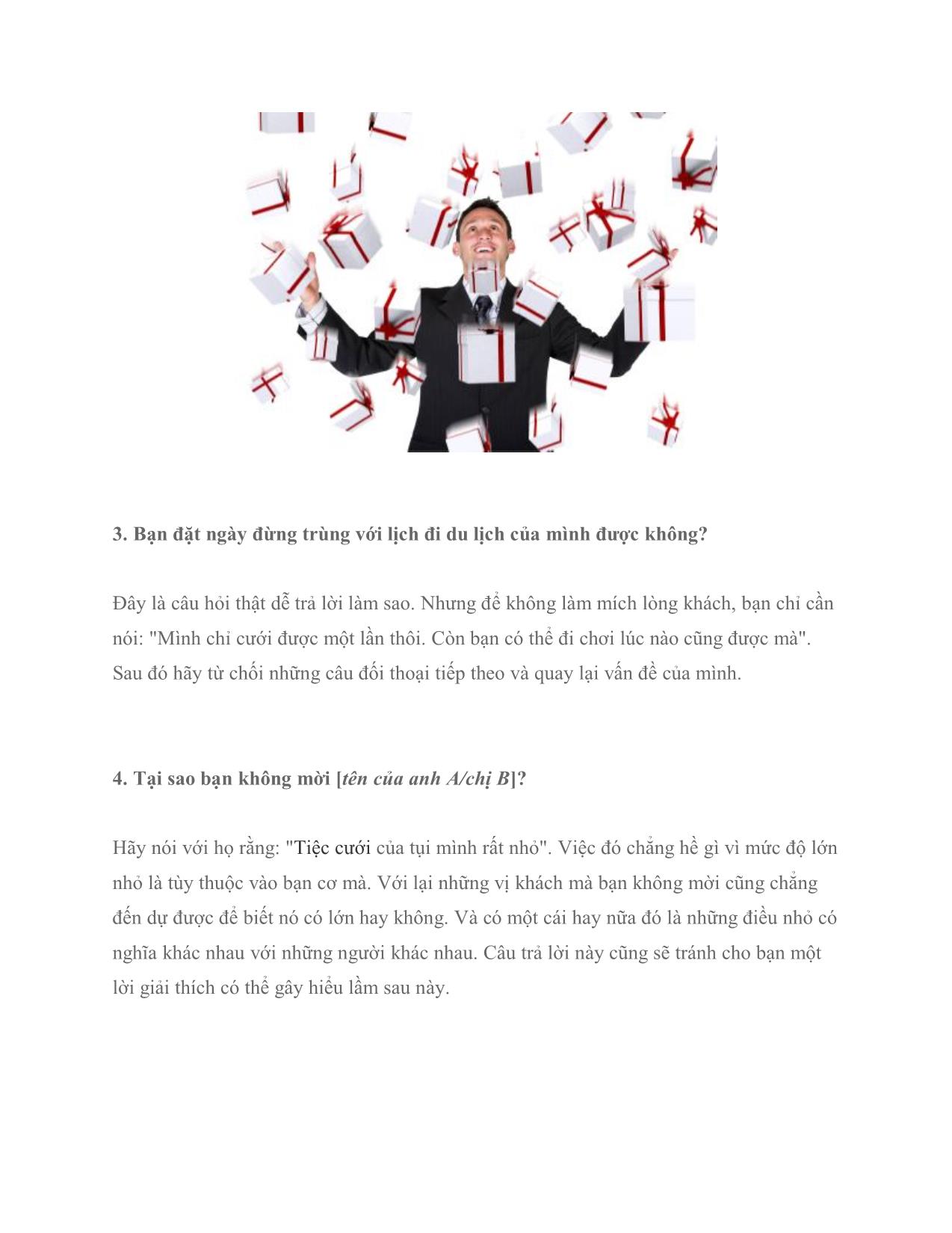 Trả lời 7 câu hỏi không mong đợi của khách dự tiệc cưới trang 5
